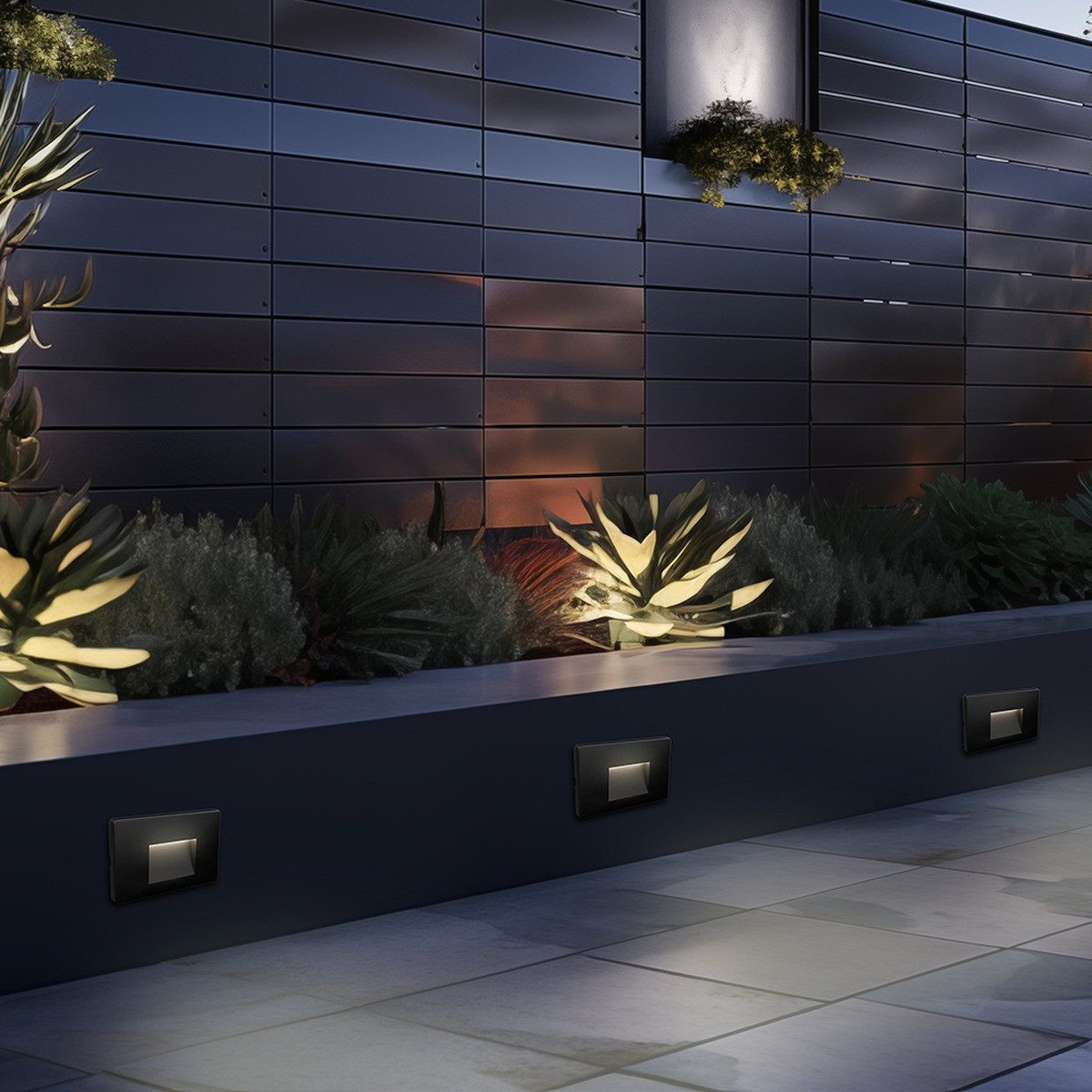 Braytron LED Wandleuchte 3W LED Treppenlicht Treppenbeleuchtung, LED fest integriert, Warmweiß, Energieeffizient, Flimmerfrei, Langlebig, Spritzwassergeschützt