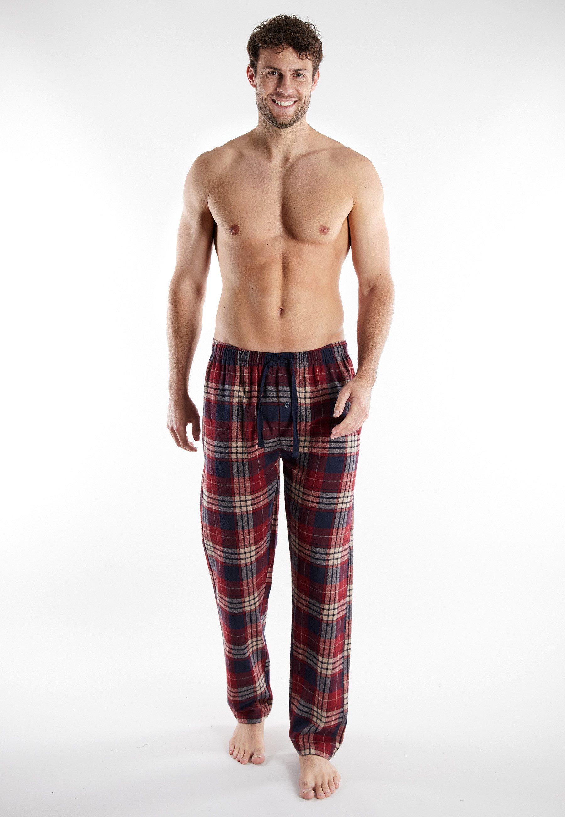 GÖTZBURG Schlafhose GÖTZBURG Herren Lange-Hose rot kariert (1-tlg) günstig online kaufen