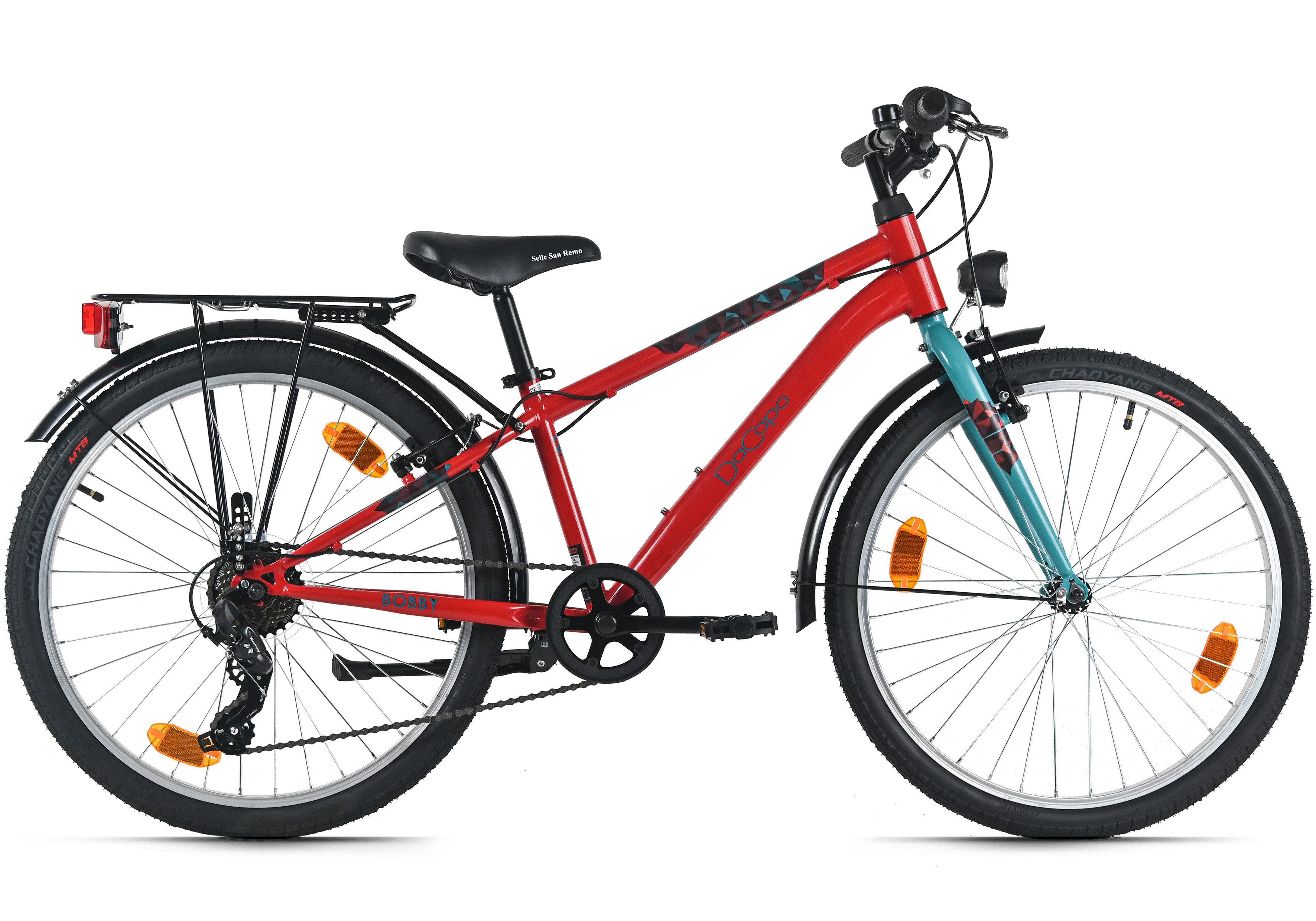 Dacapo Kinderfahrrad 24" Bobby Rot 7 Gänge RH 32 cm - Ab 8 Jahre, 7 Gang, Kettenschaltung