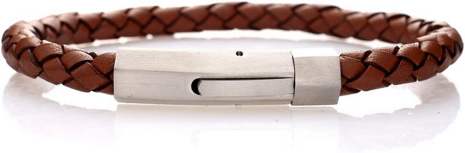 Karisma Lederarmband Karisma Herren Braunes Leder Armband mit Edelstahl  Verschluss Matt - SB8542 - 19.0 Zentimeter