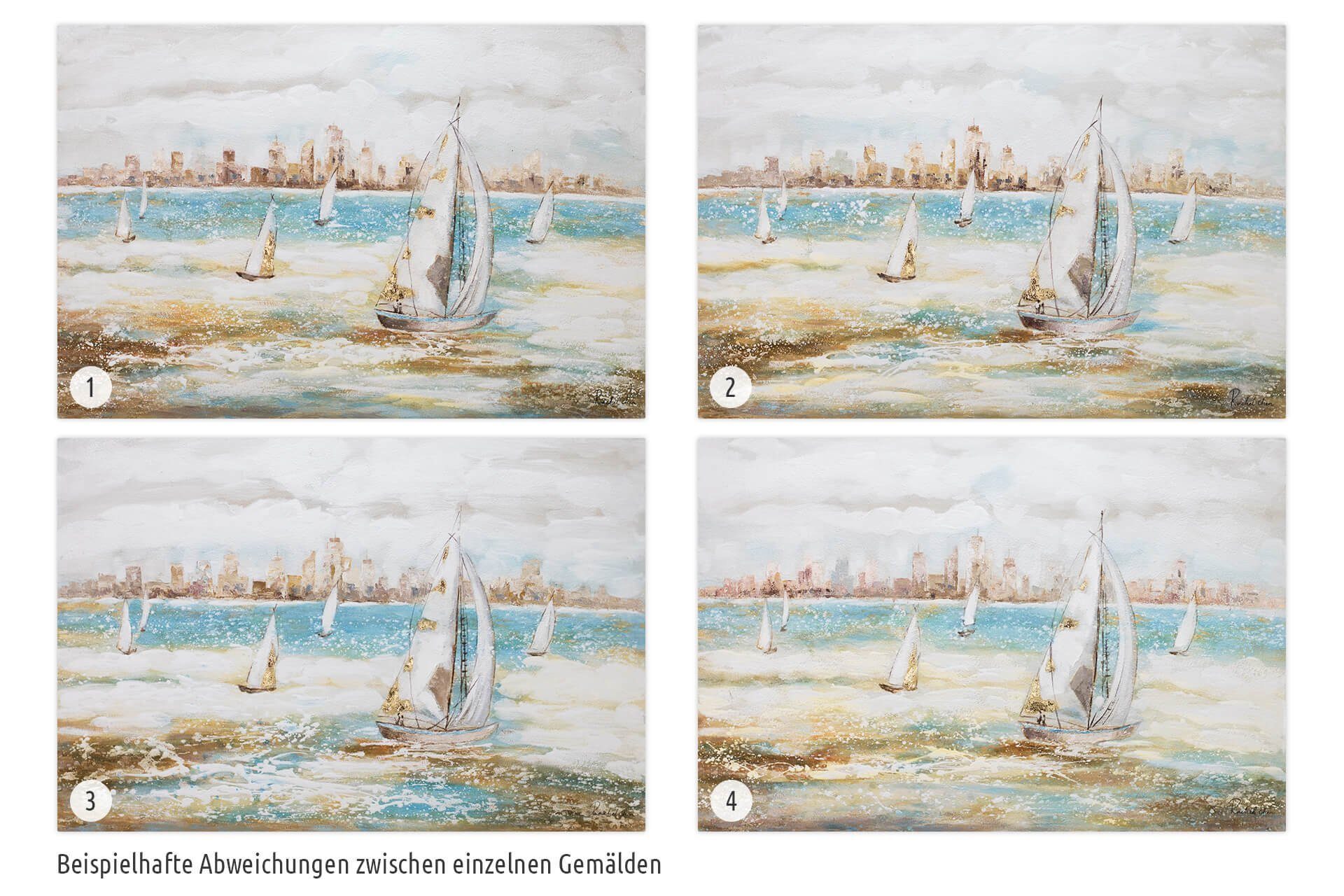 KUNSTLOFT Gemälde Sailor's Race 120x80 Leinwandbild Wandbild 100% Wohnzimmer HANDGEMALT cm