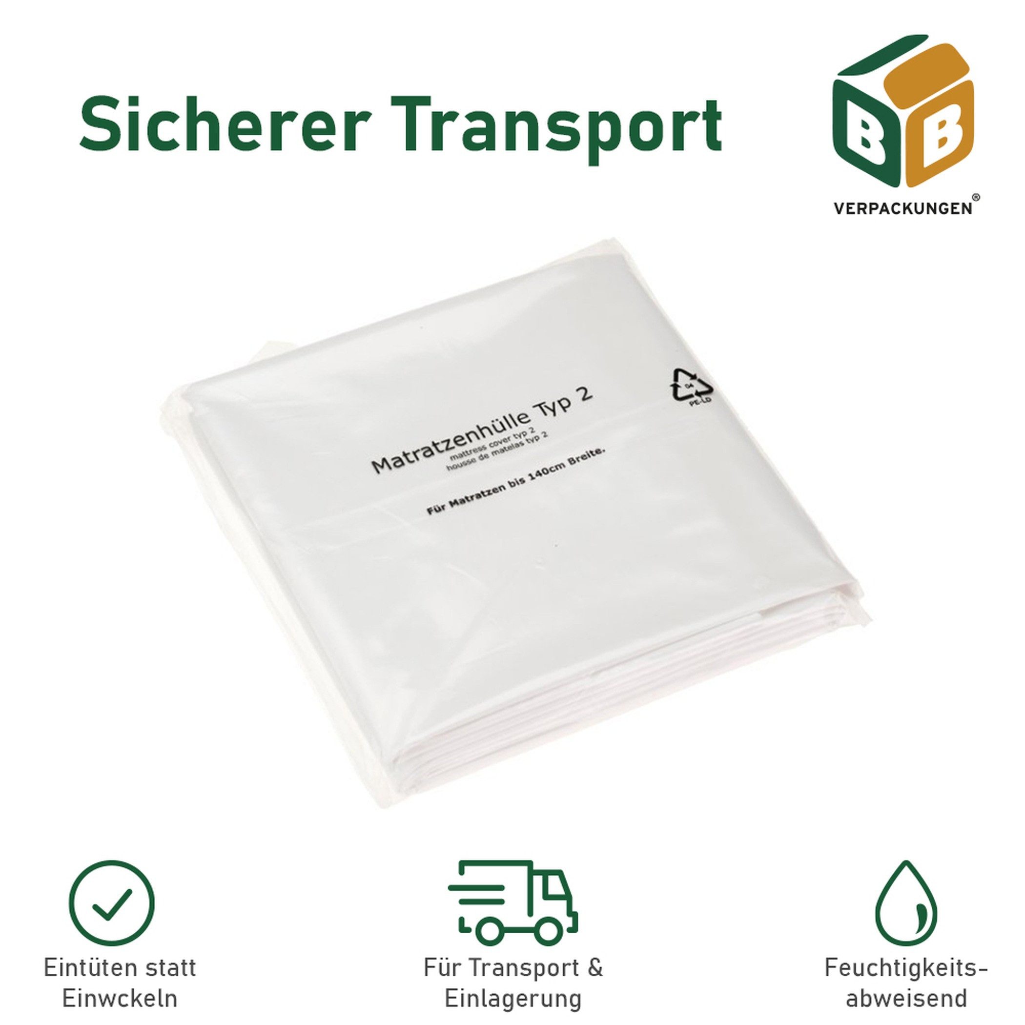 Matratzenschutzbezug Matratzenhülle Typ 2 BB-Verpackungen, 1700 x 2350 mm, günstig online kaufen