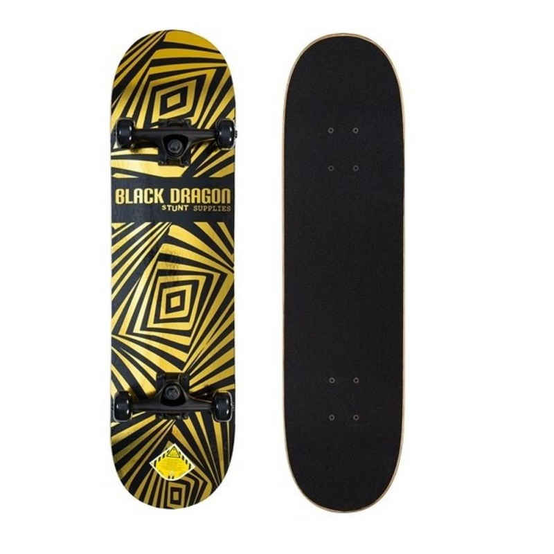 LeNoSa Skateboard Black Dragon Double Kicktail Skateboard • 8 Schichten Ahornholz