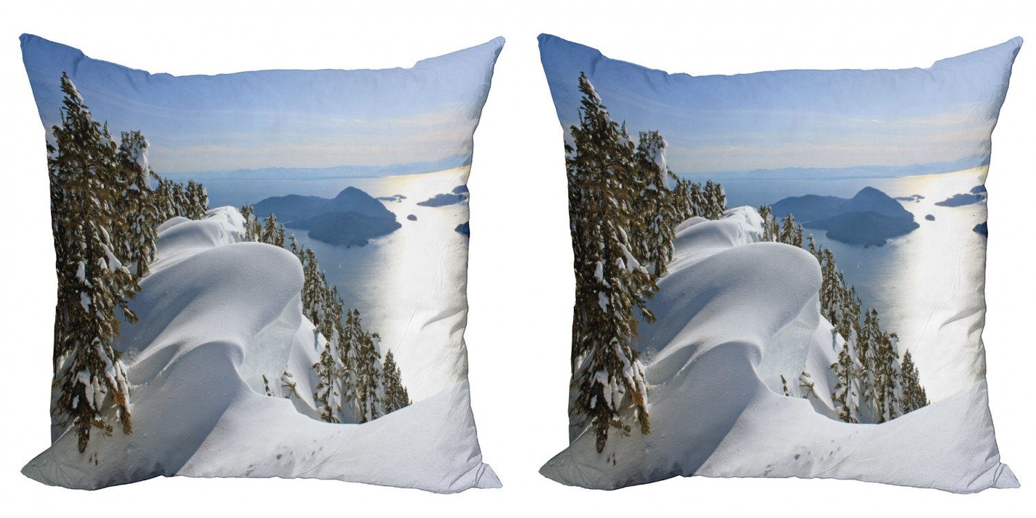 (2 Digitaldruck, Stück), Doppelseitiger Pazifik-Berge Winter Abakuhaus Modern Accent Kissenbezüge