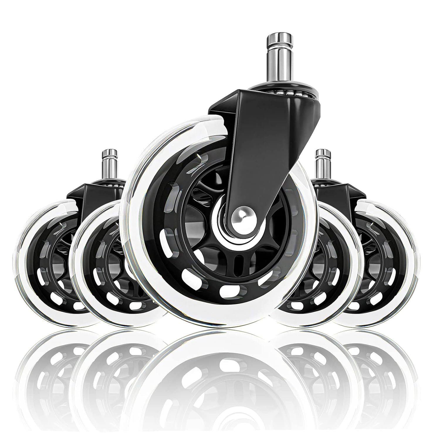 BlingBin Stuhlrolle 5 Stück Rollen für Bürostuhl Caster Schreibtisch Stuhl Ersatz Räder, (5er/Set, 5-St), Leise Kratzerfrei Ersatzrollen