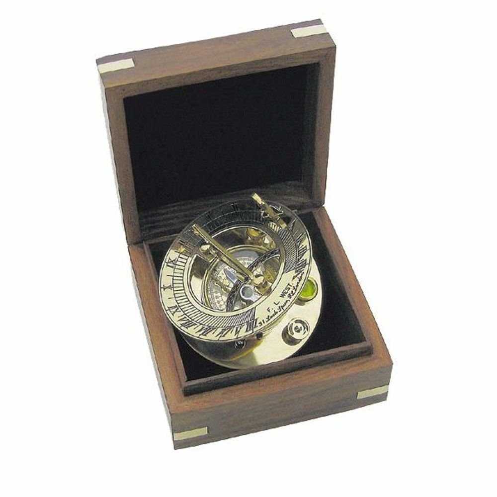 Linoows Dekoobjekt Sundial Kompass, Magnetkompass, Tischkompass & Holzbox, Reproduktion