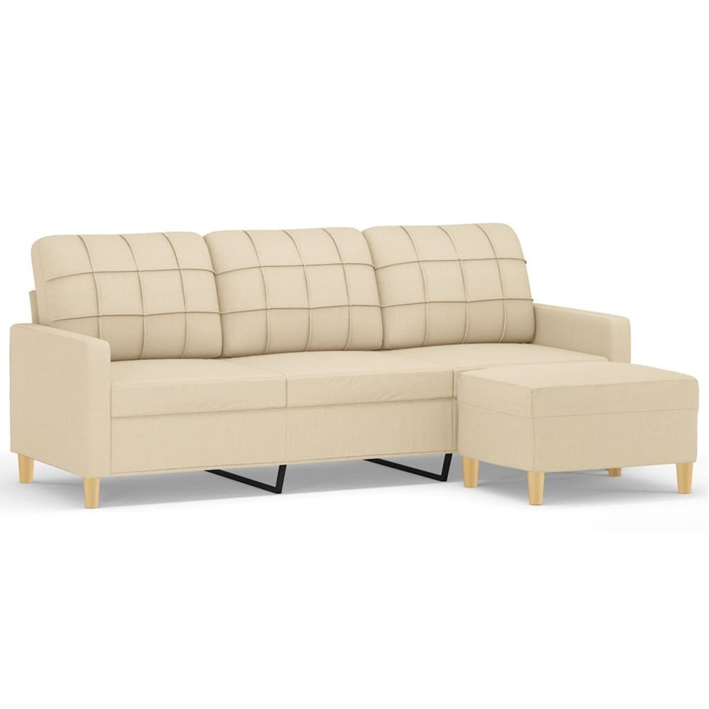 vidaXL Sofa 3-Sitzer-Sofa mit Hocker Creme günstig online kaufen