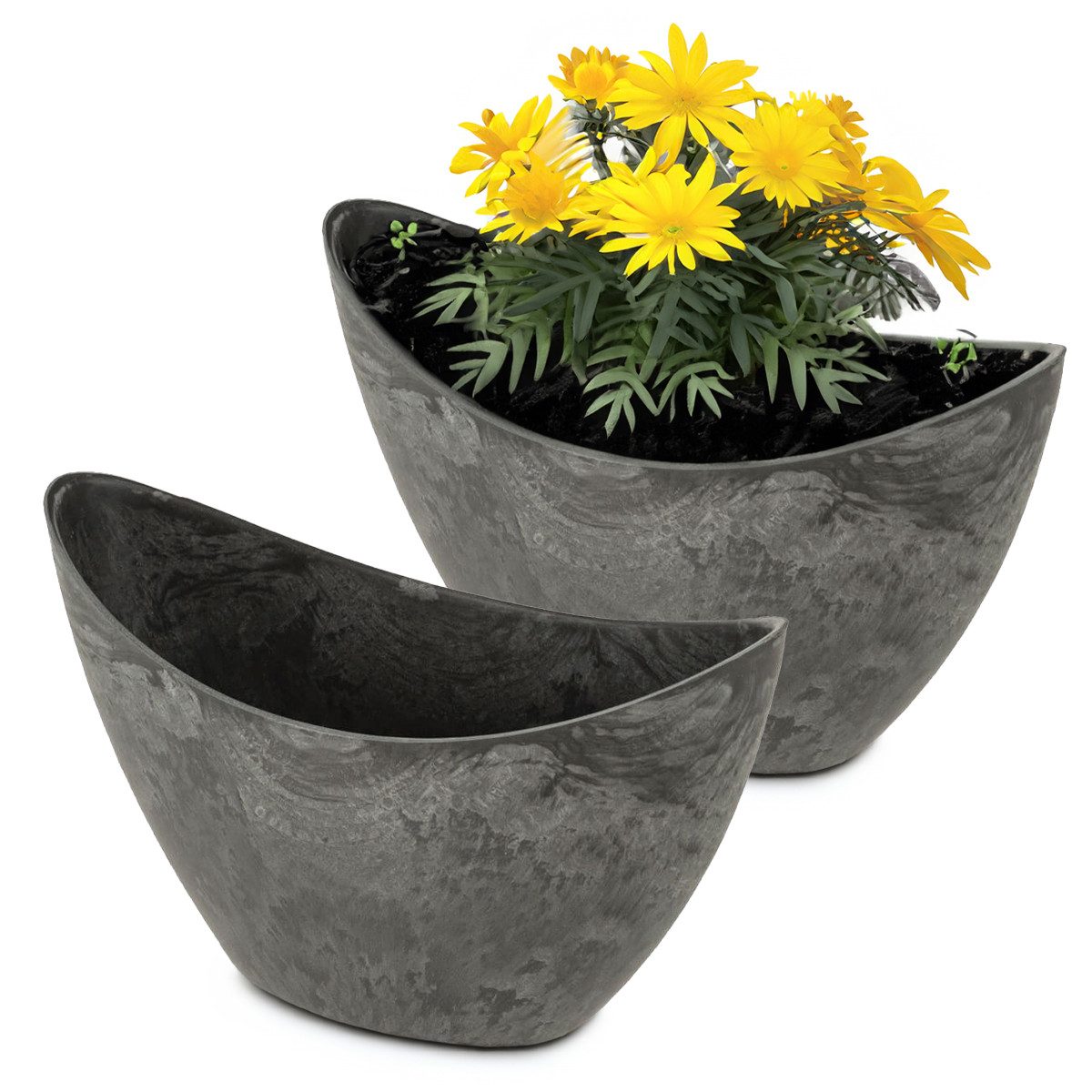 matches21 HOME & HOBBY Blumentopf Hohe Pflanzschalen oval 2x 24 cm für drau günstig online kaufen