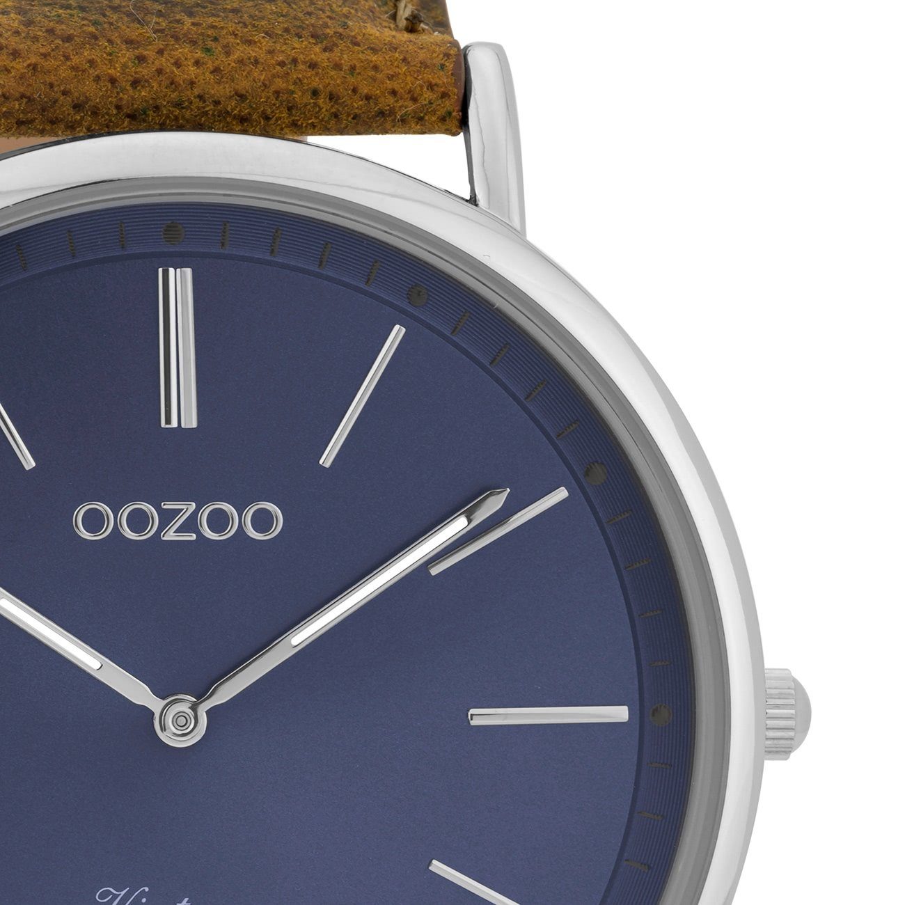 OOZOO Quarzuhr Oozoo Herren Armbanduhr (ca. Lederarmband Herrenuhr braun, Fashion groß rund, braun, 44mm)
