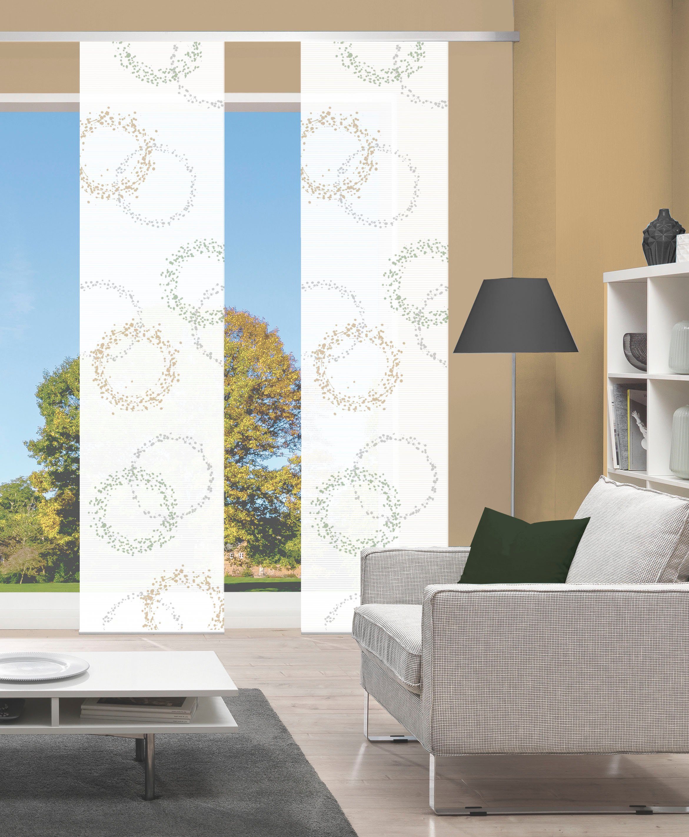 Vision S Schiebegardine AINUR 2er SET (2 St), Paneelwagen, halbtransparent, Schiebevorhang Digidruck 2er Set AINUR