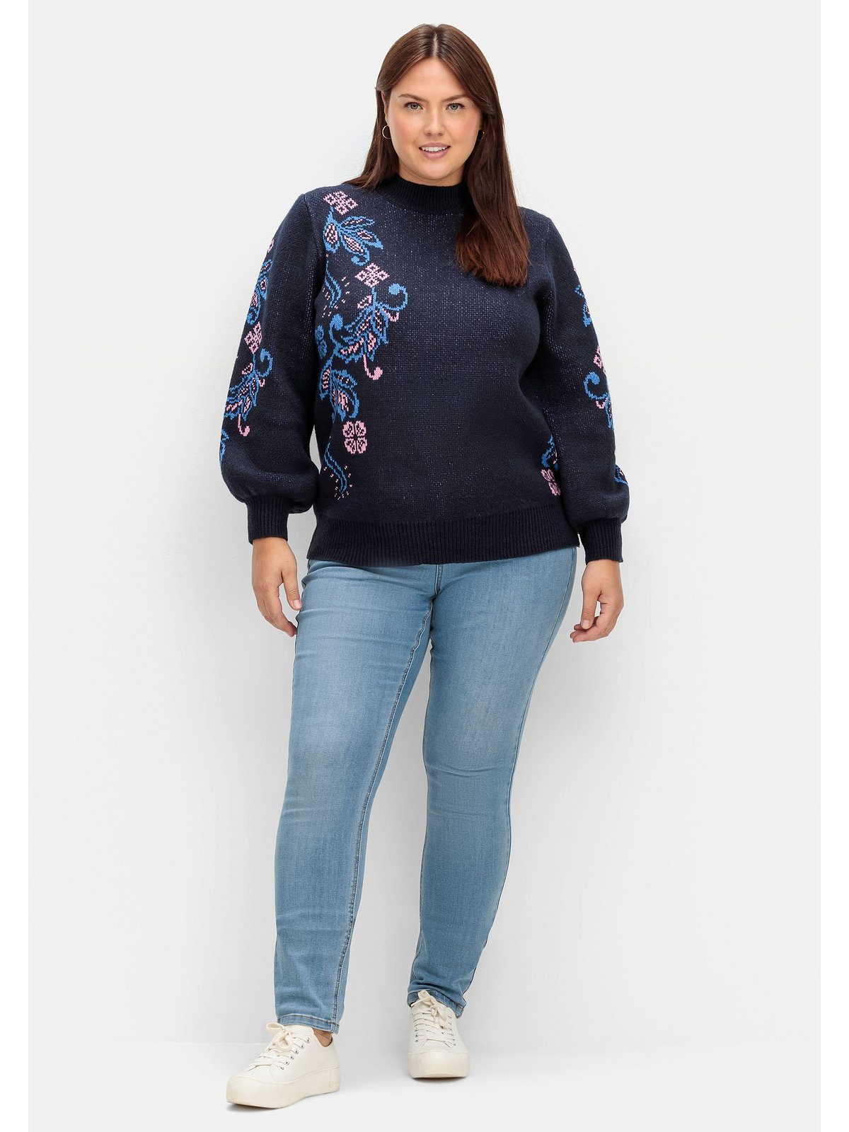 sheego by Joe Browns Stehkragenpullover Große Größen mit floralem Jacquardmuster