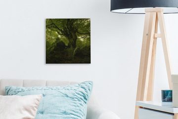 OneMillionCanvasses® Leinwandbild Dunkelgrüner Wald, (1 St), Leinwand Bilder für Wohnzimmer Schlafzimmer
