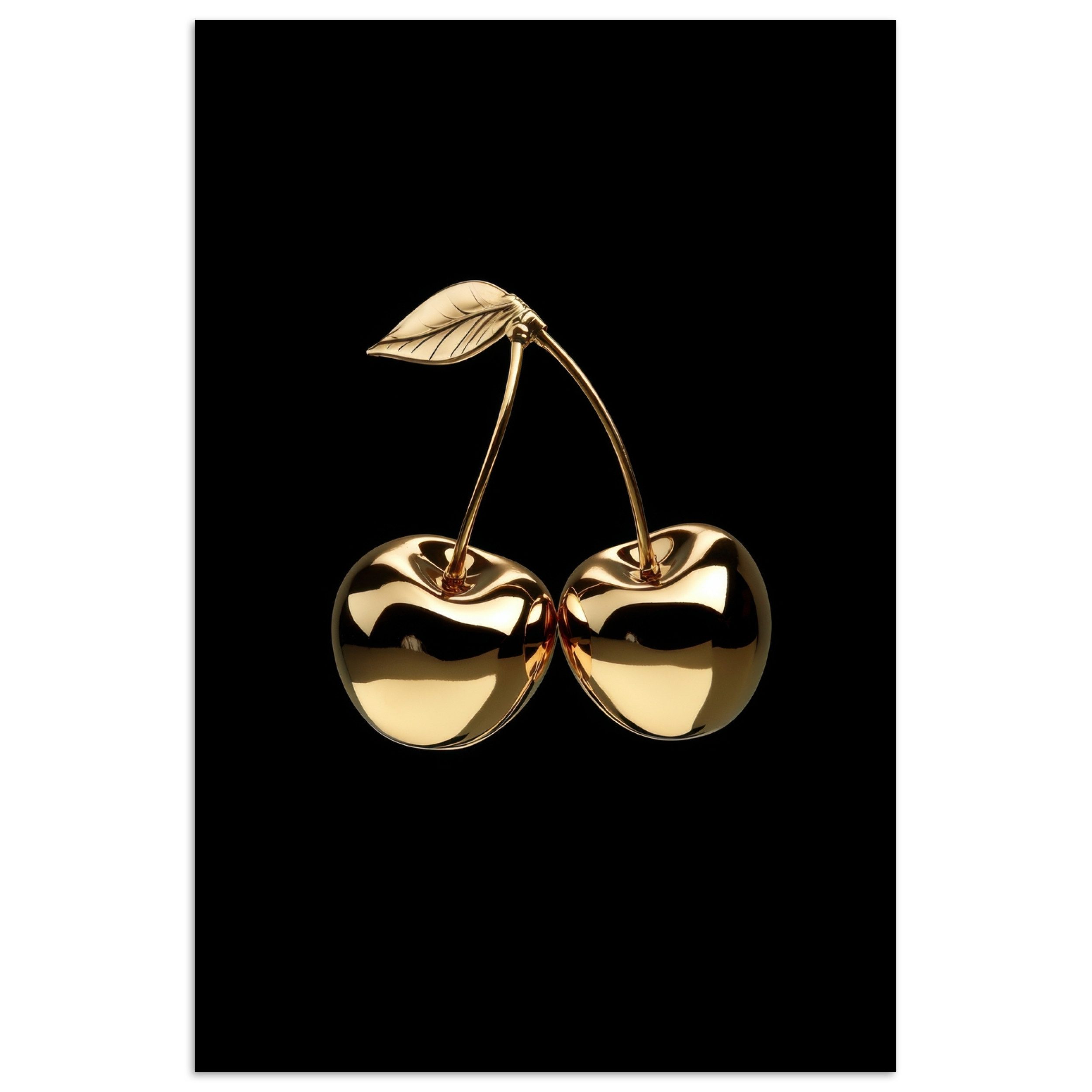 Poster Kirsche - Schwarz - Gold - Chrom