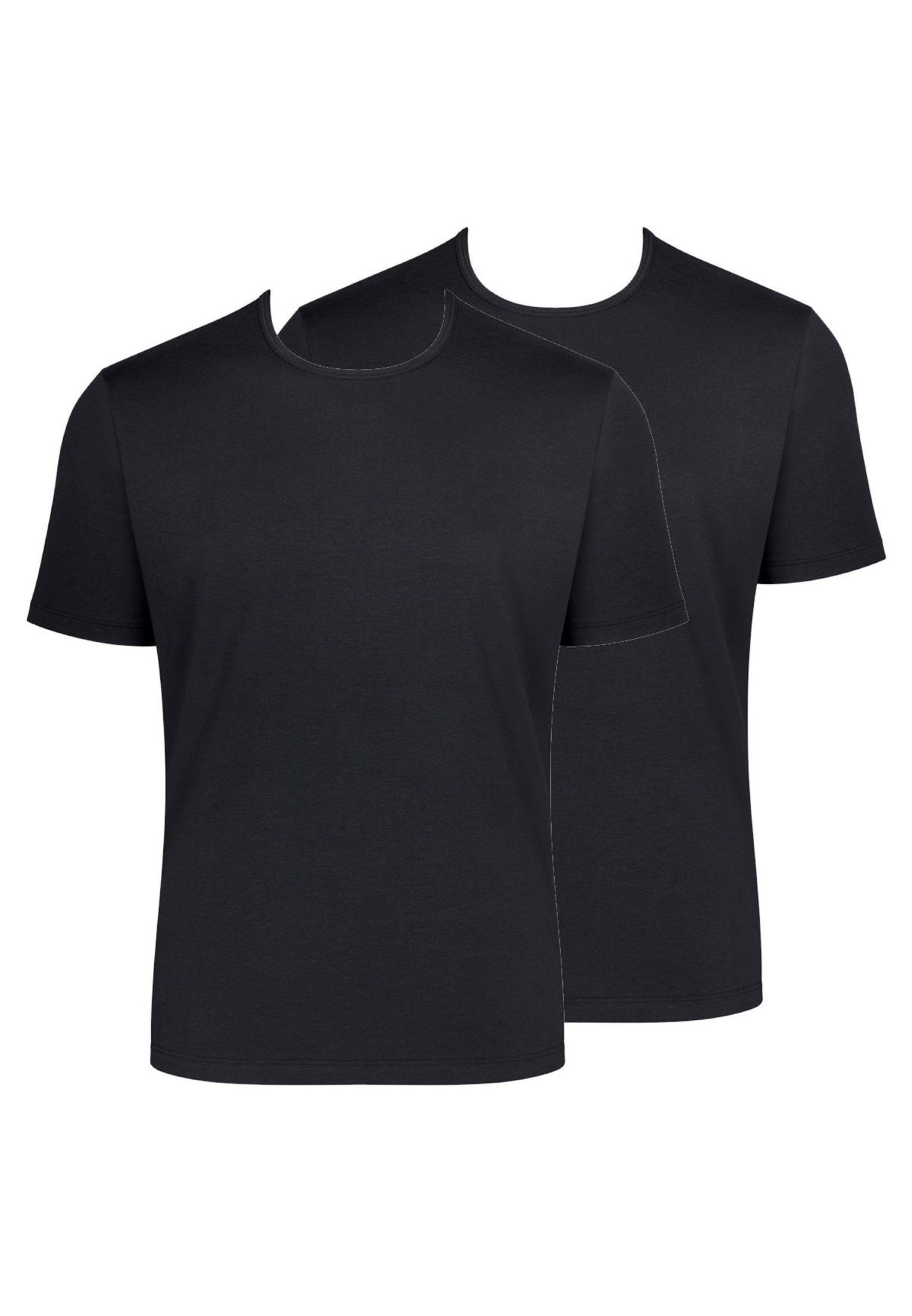 2-St) Unterhemd Kurzarm Pack / - Shirt Baumwolle Go Sloggi Unterhemd (Spar-Set, Schwarz - Cotton - 2er Atmungsaktiv Organic
