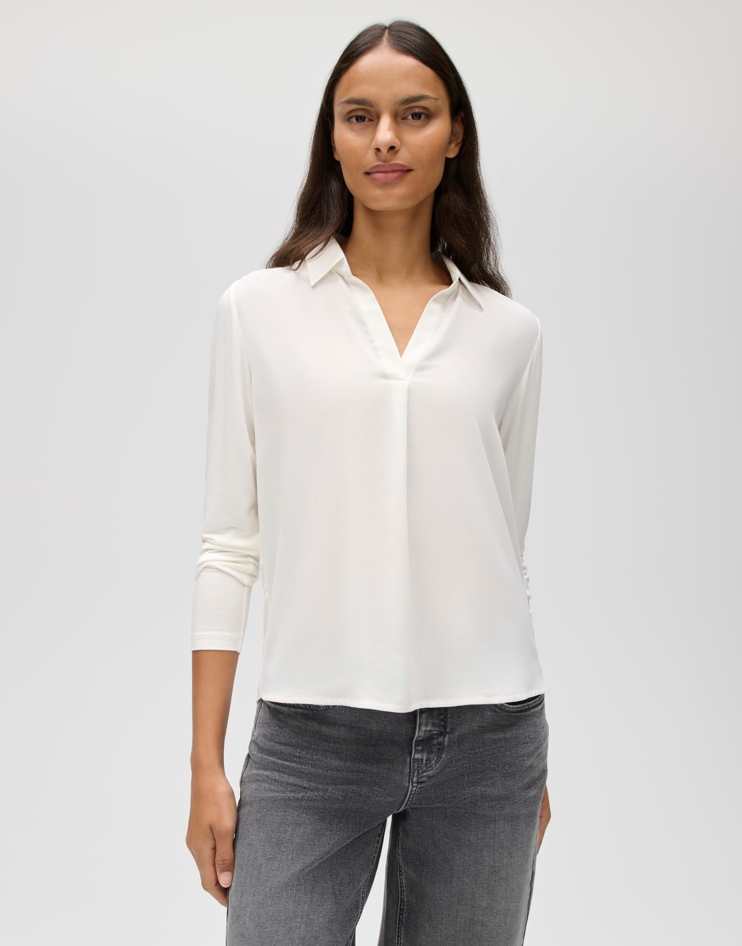 OPUS Shirtbluse Shirtbluse Flasti aus Material Mix