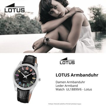 Lotus Chronograph Lotus Damenuhr Leder schwarz Lotus, (Chronograph), Damen Armbanduhr rund, mittel (ca. 38mm), Edelstahl
