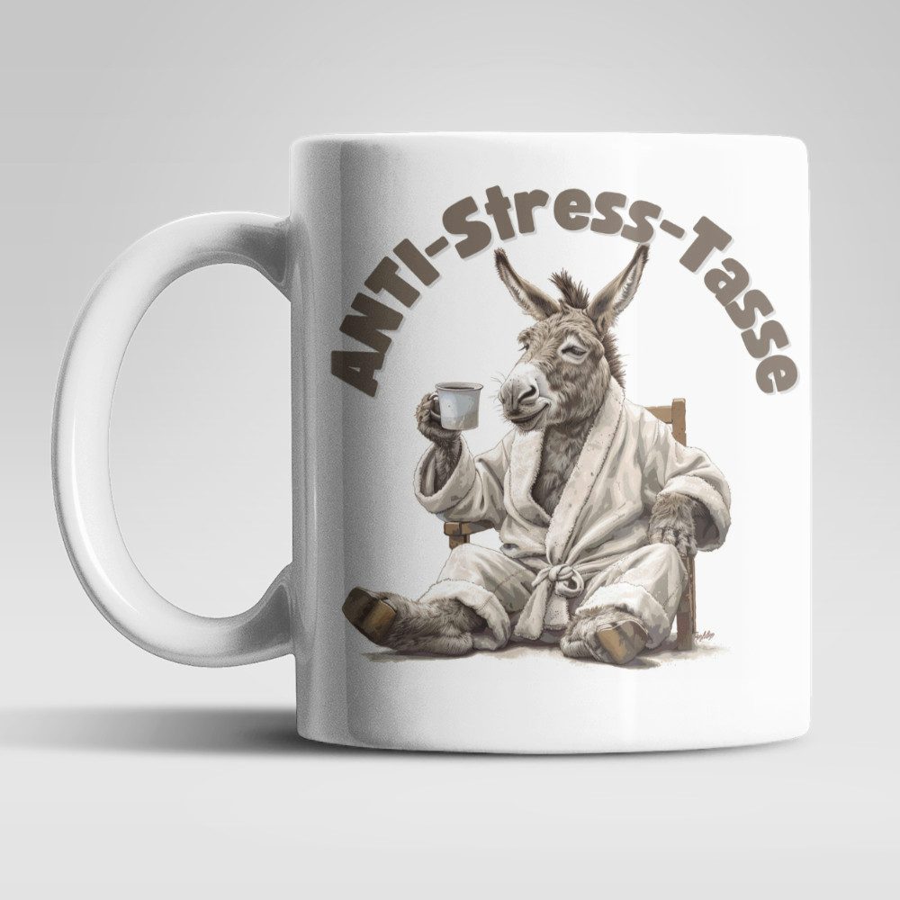 WS-Trend Tasse Anti Stress Esel Kaffeetasse Teetasse Geschenkidee 325 ml, 1-tlg., Keramik