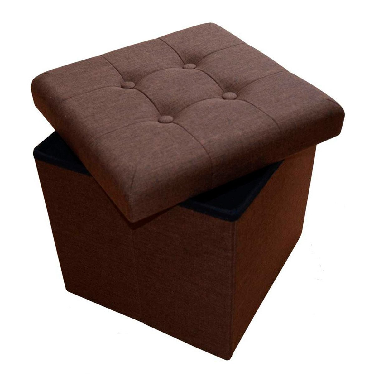 style home Sitzhocker mit Stauraum faltbare Sitzwürfel, Sitzbank Fußhocker für Wohnzimmer Schlafzimmer, Leinen, Dunkelbraun – Bild 4 von 5