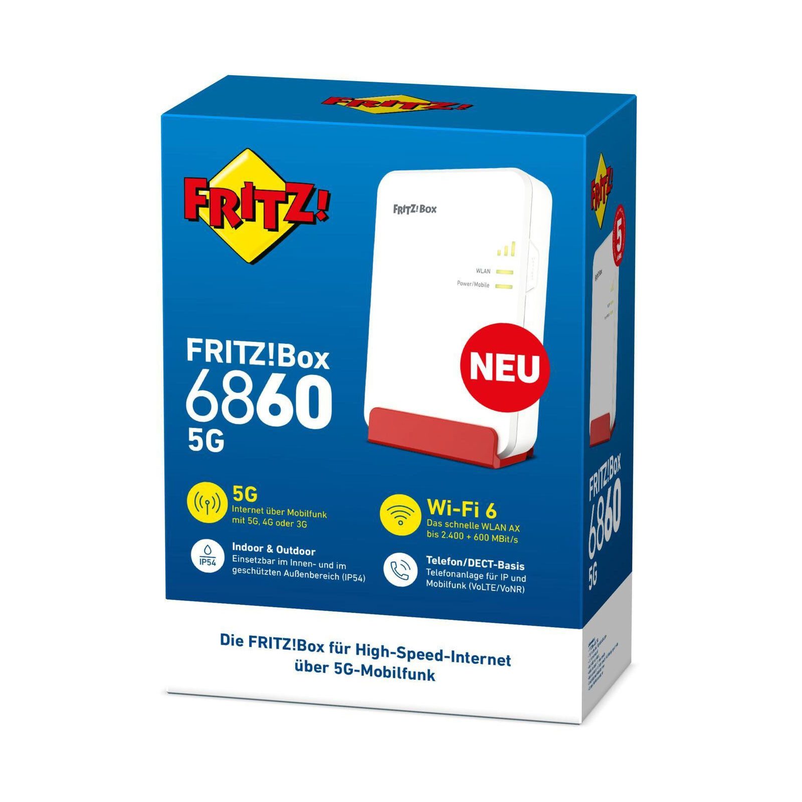 Fritz! FRITZ!Box 6860 5G WLAN-Router, Zukunftssicher mit IPv6