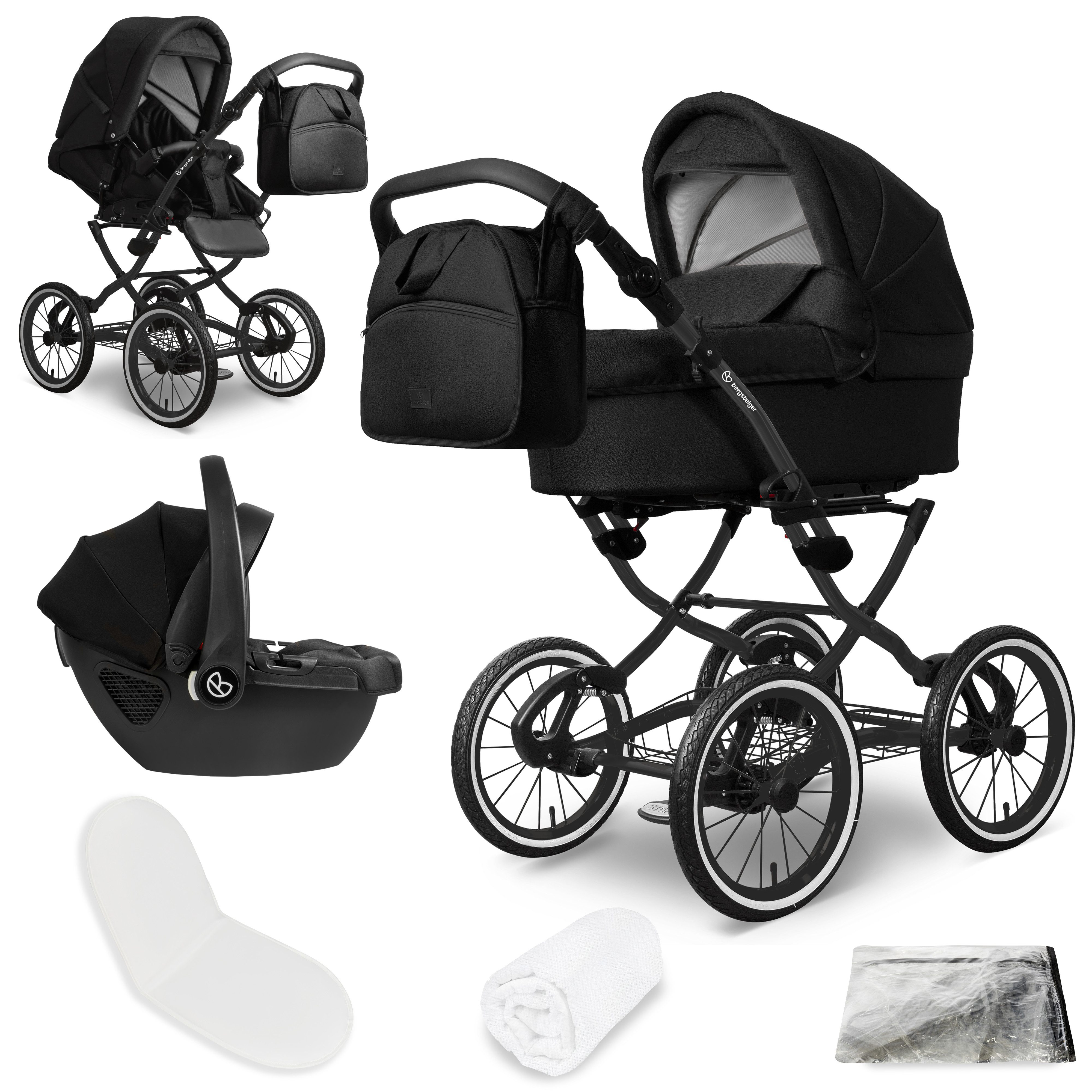 bergsteiger Kombi-Kinderwagen Venedig Retro-Kinderwagen 3in1, (10-tlg)