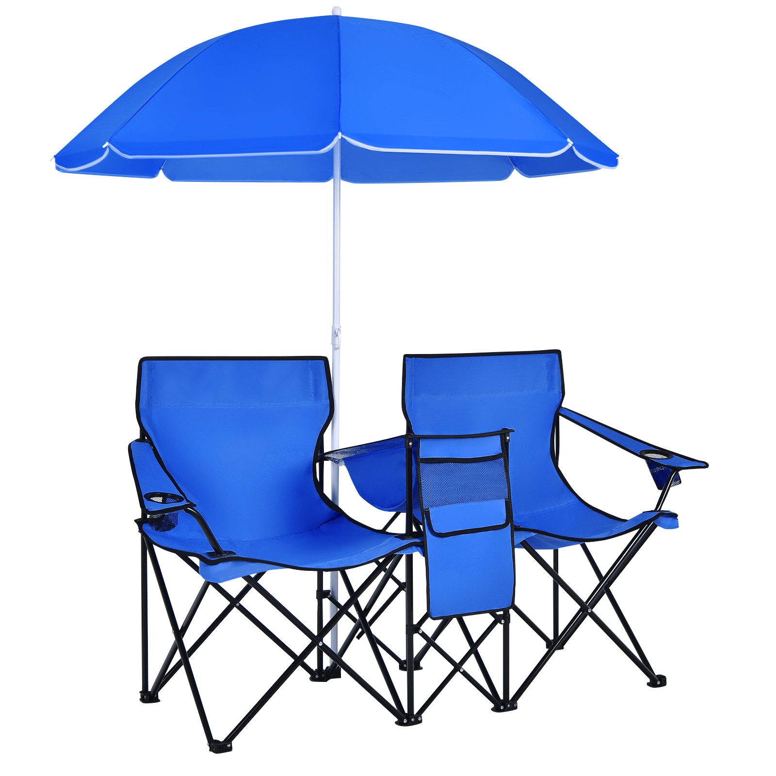 KOMFOTTEU Campingstuhl Klappstuhl, aus Oxford-Stoff,mit Sonnenschirm günstig online kaufen