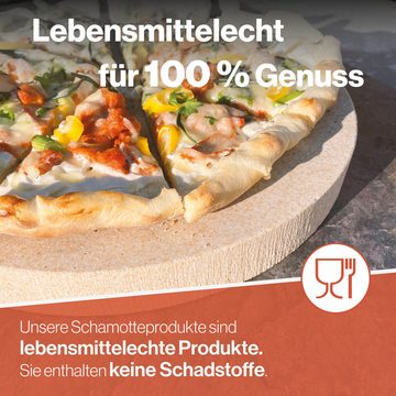 Feuerfest 123 GmbH Pizzastein Pizzastein Backstein Rund - Für Backofen, Ofen & Gas Grill, (Pizza wie vom Italiener für zu Hause), Pizza Stein Lebensmittelecht Schamottstein