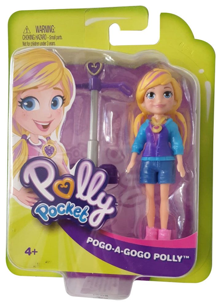 Polly Pocket Stehpuppe Polly Pocket + Lila - POGO-A-GOGO Pogo-Jumper, Hose, 2er-Set