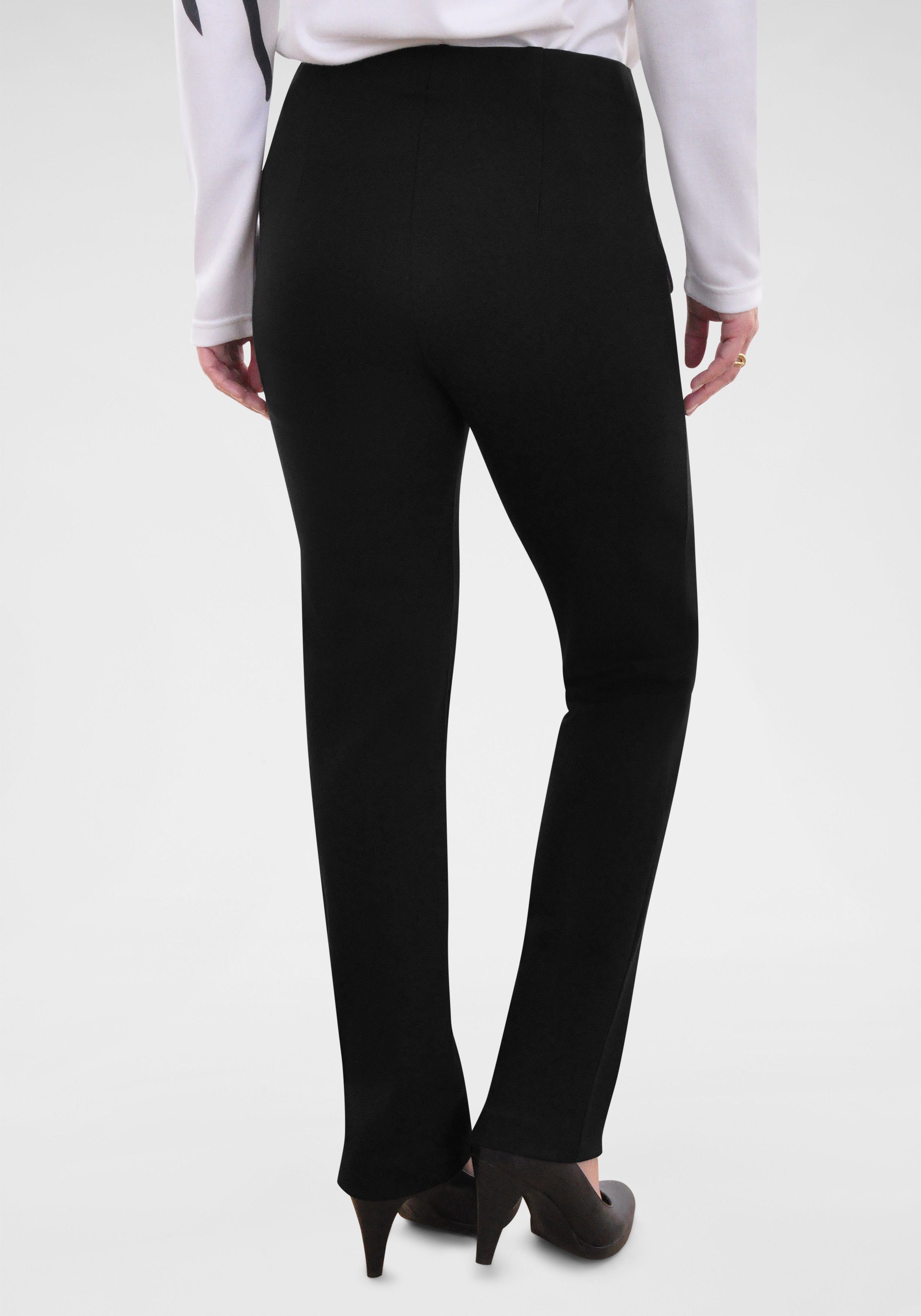 Elegant und exquisit NAVIGAZIONE Stretch-Hose in Unifarbe schwarz