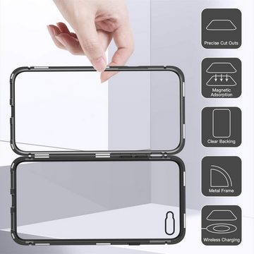 CoolGadget Handyhülle Metall Magnet Handy Case für Apple iPhone 12 Pro Max 6,7 Zoll, Hülle Outdoor Schutz Cover Rückseite Glas für iPhone 12 Pro Max