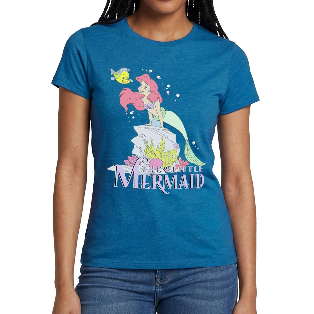 Spreadshirt T-Shirt Arielle Die Kleine Meerjungfrau Auf Felsvorsprung Frauen T-Shirt (1-tlg)