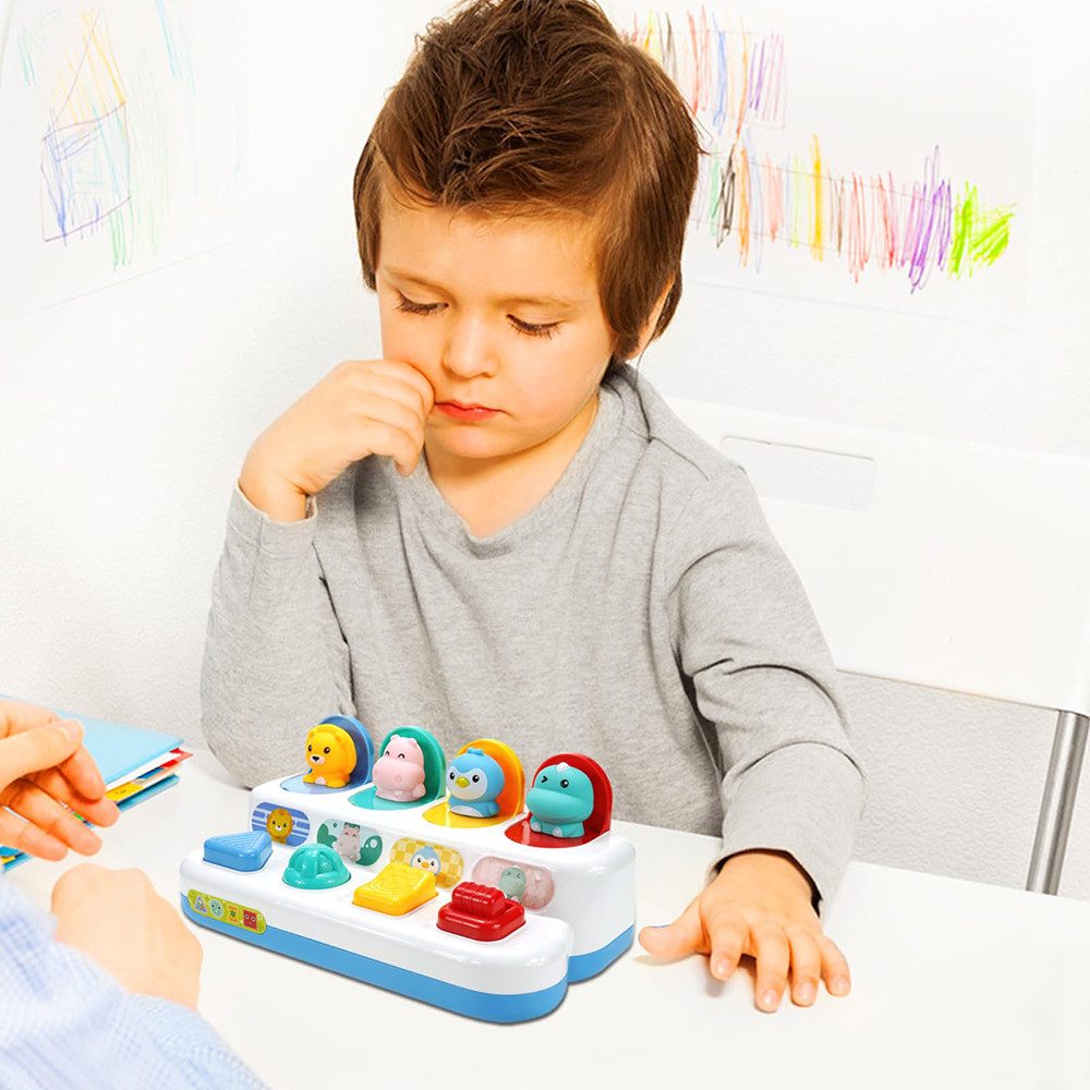 Flintry Lernspielzeug Montessori Ursache-und-Wirkung Spielzeug,mit Knöpfen, Tier-Sortierspielzeug nach Farben, für Kinder,Pop-Up Spielzeug – Bild 5 von 5