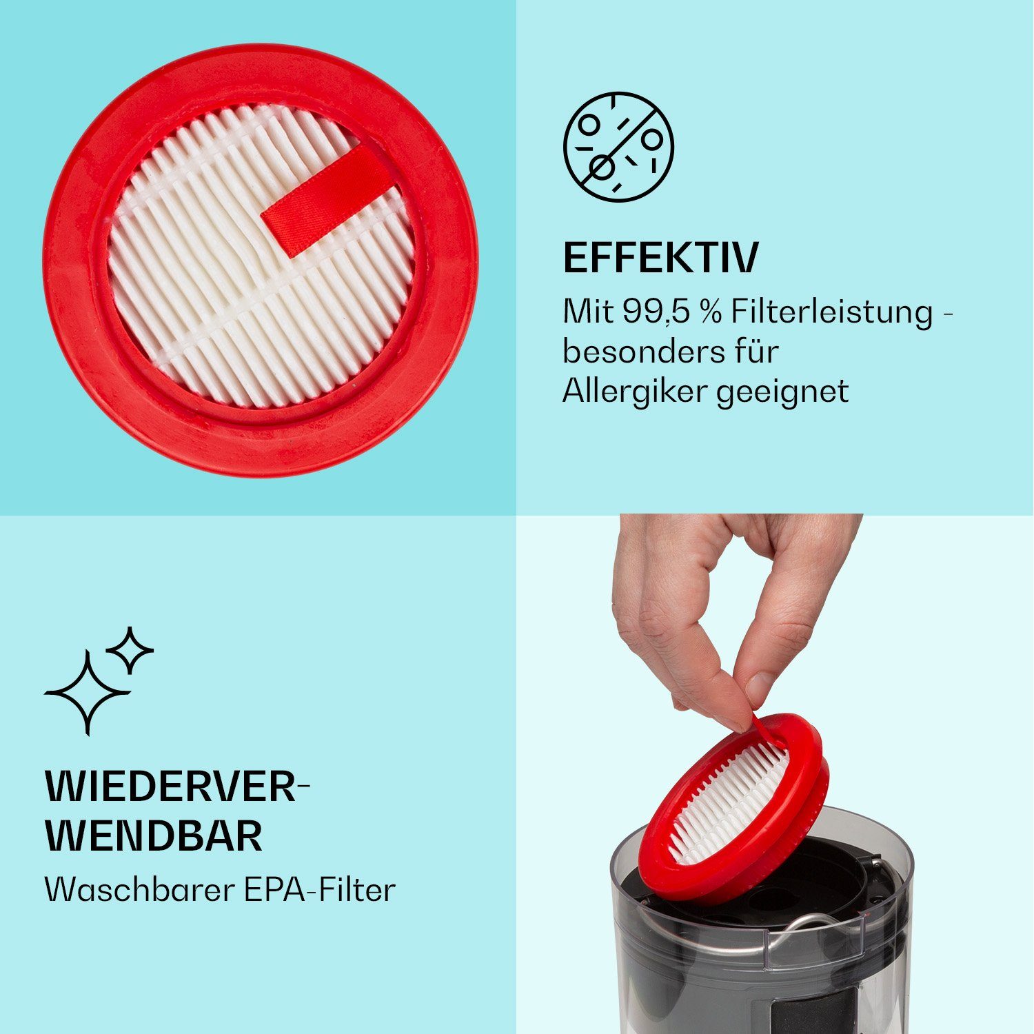 Klarstein Staubfilter LARMA Staubsauger Ersatzfilter EPA, Zubehör für LARMA Staubsauger