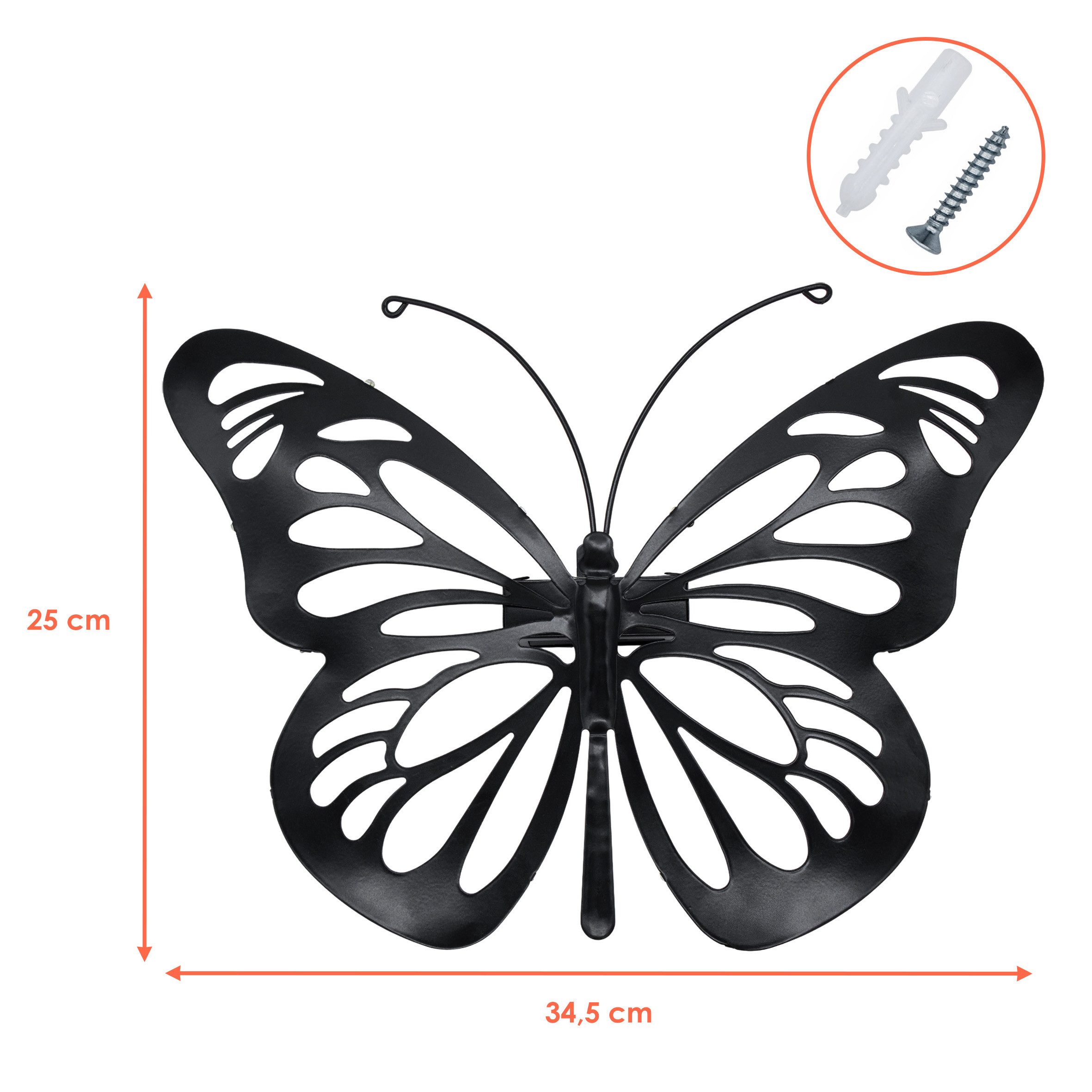 Spetebo LED Dekofigur Solar Wandbild Schmetterling schwarz mit 31 LED, Dämm günstig online kaufen