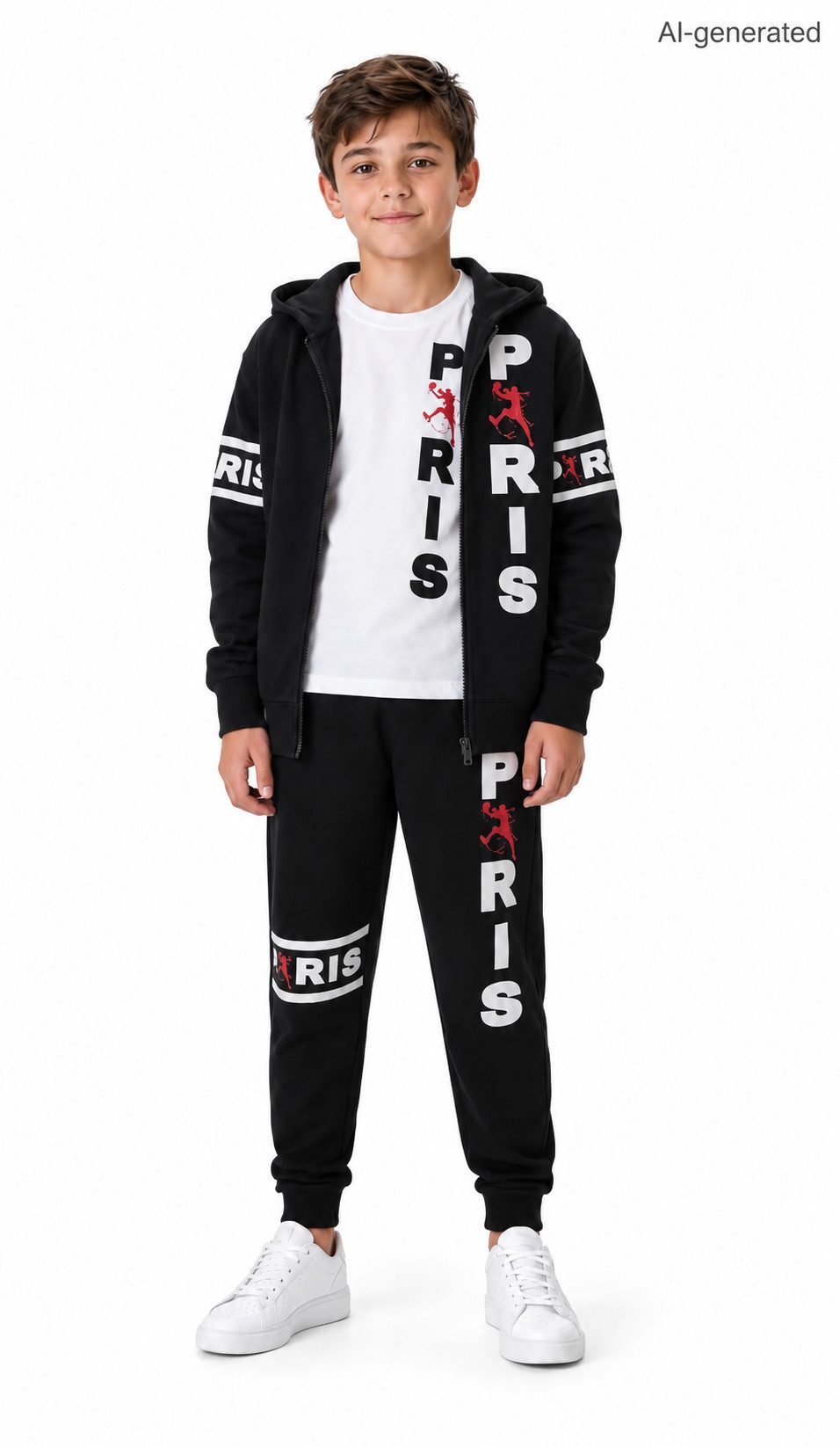 Hessis Freizeitanzug Trainingsanzug Jogginganzug für Jungen JF6387 (Set, 3-tlg., Jacke mit T-shirt und Jogginghose), bestehend aus Jacke T-Shirt und Jogginghose