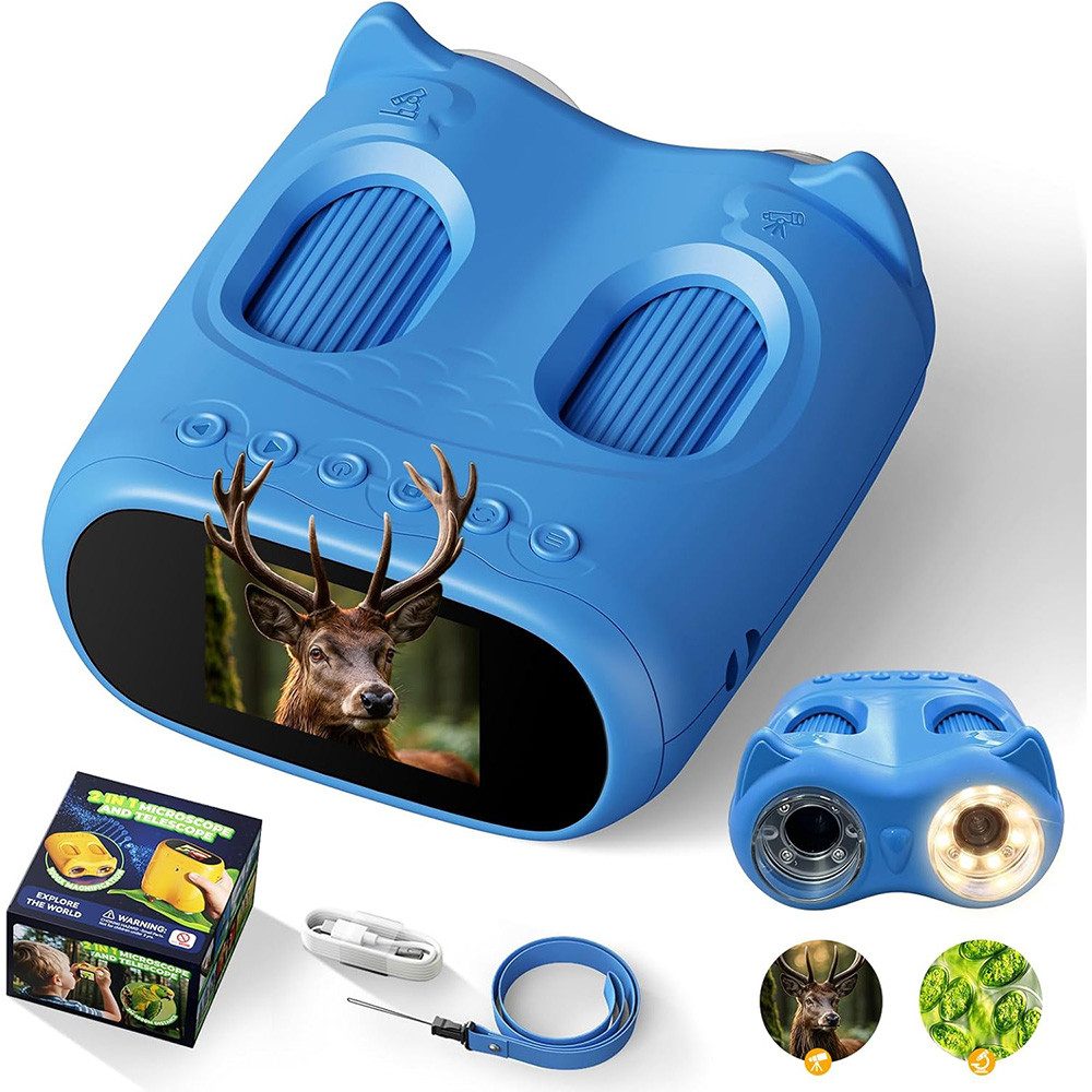 Topcony 2-in-1 Kindermikroskop & Teleskop, 2" Display Kindermikroskop (200x-1000x, 200x-1000x, 2-in-1 Kindermikroskop (1000x) & Teleskop (10x)