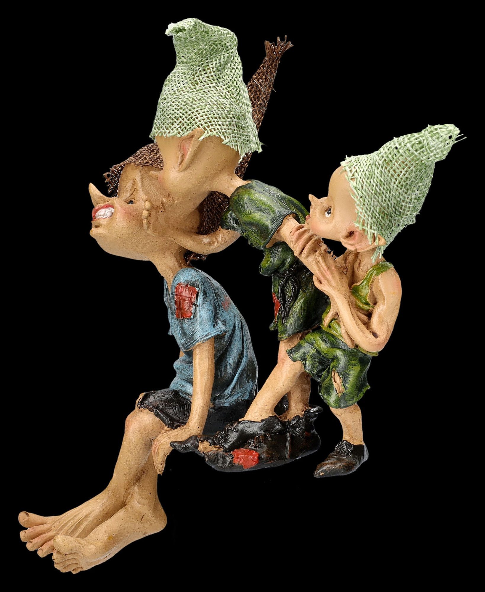 Figuren Shop GmbH Dekofigur Pixie Kobold Figur - Kantenhocker Flüsterpost - Kinder Kobolde spielen – Bild 3 von 5