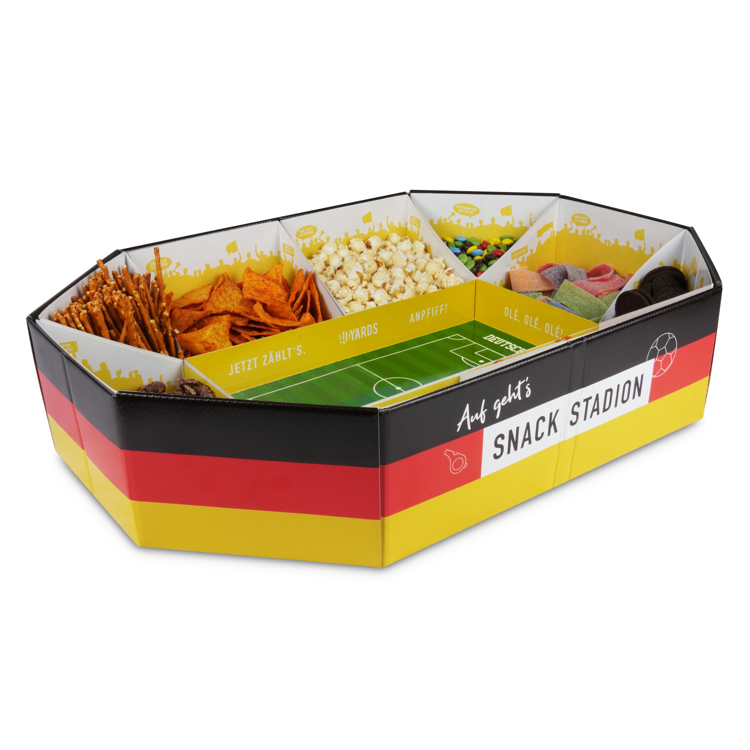 40YARDS Servierplatte Fußball Snack Stadium XXL Deutschland Fanartikel für Fußball WM 2026, (61 x 43 x 12,5 cm)
