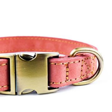 Tierluxe Hunde-Halsband Vintage Rosa, Leder, Handgemacht