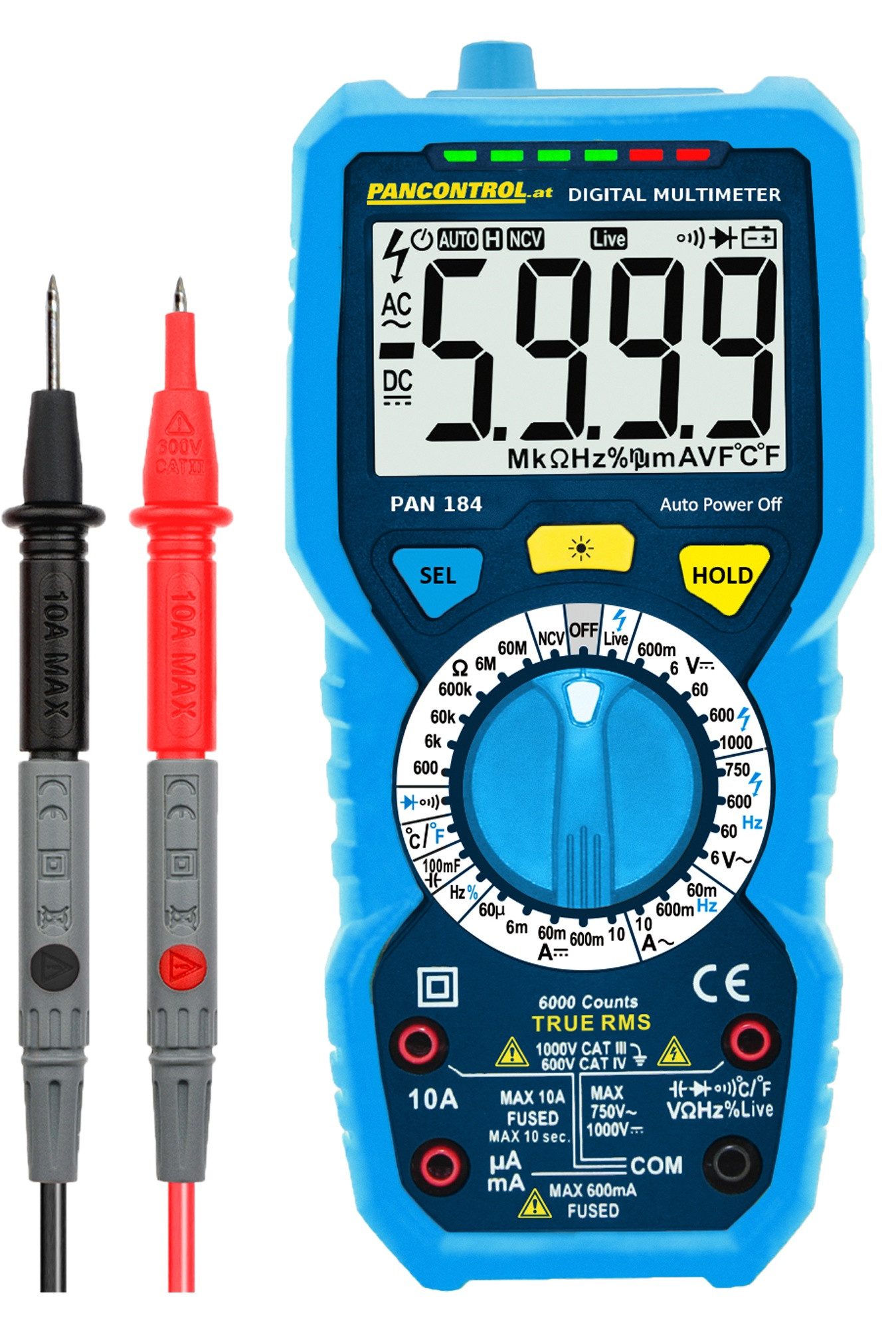Pancontrol Multimeter PAN184, Digital-Multimeter 1000V CAT III True RMS