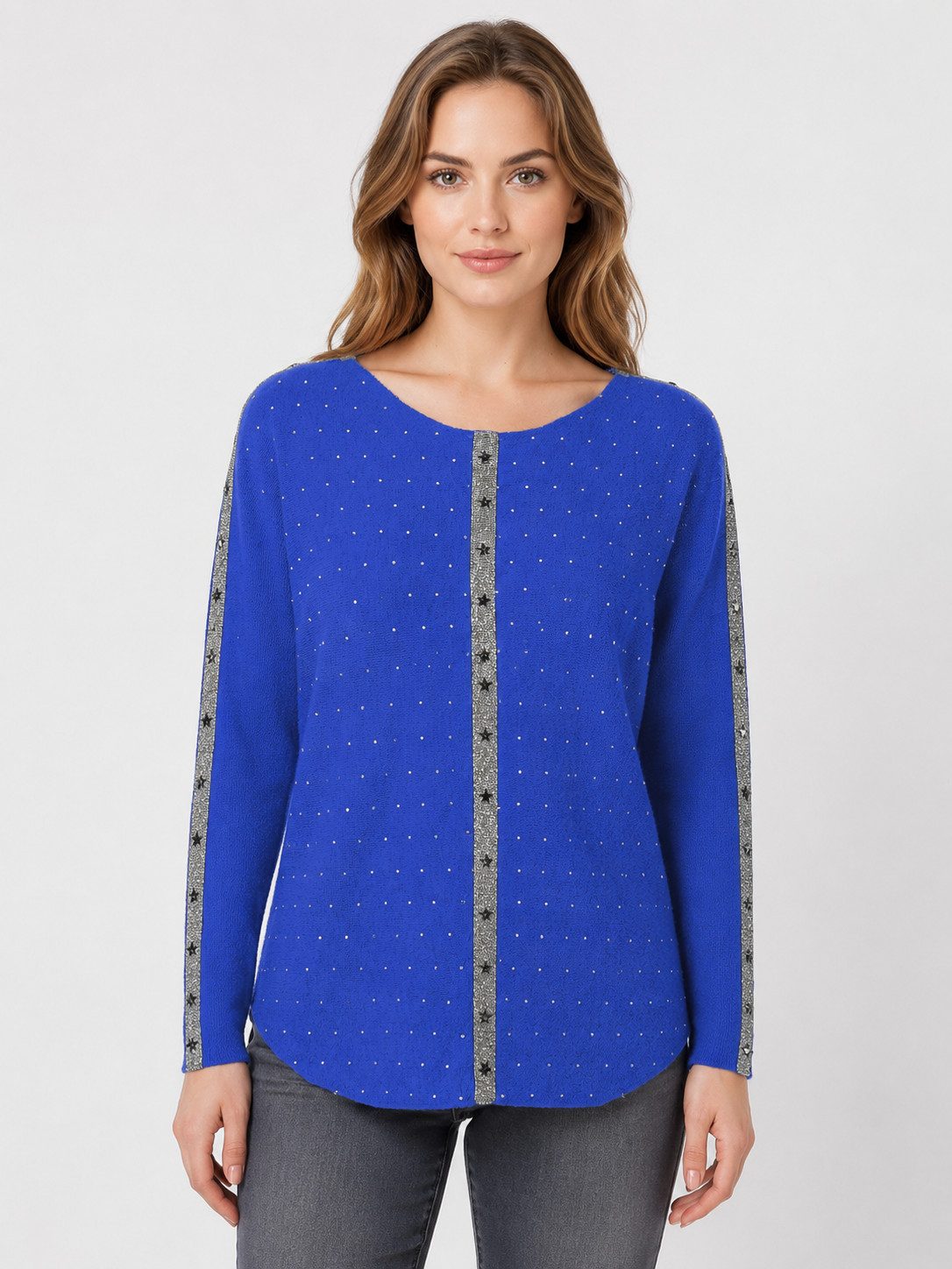 Passioni Strickpullover mit Sterndetail und Strass