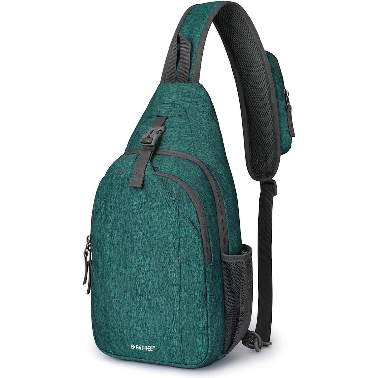 Umhängetasche Rucksack Slingbag Diebstahlschutz Brusttasche Dunkelgrün