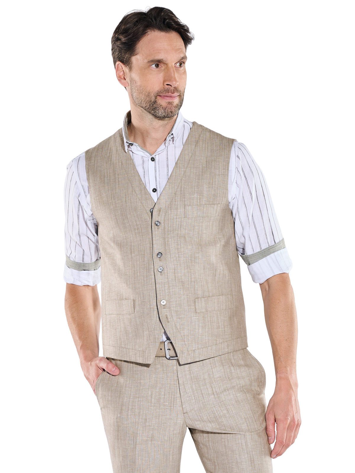 Engbers Anzugweste Herren Sakko-Weste in Leinen-Optik Regular, Beige