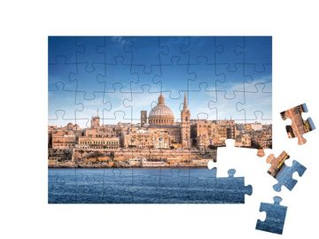 puzzleYOU Puzzle Skyline von Valletta mit der St. Pauls Cathedral, 48 Puzzleteile, puzzleYOU-Kollektionen Malta