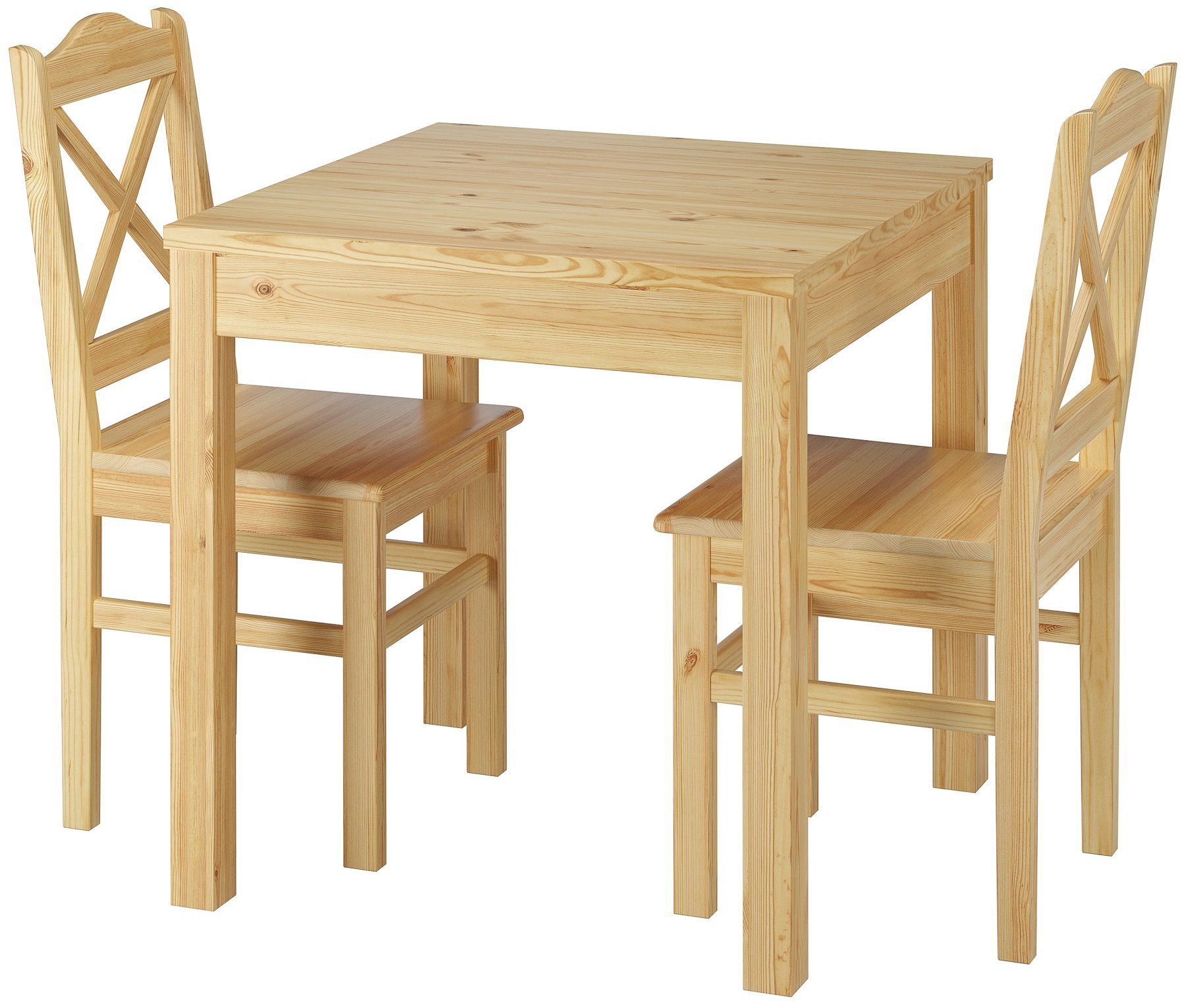 ERST-HOLZ Essgruppe Gemütliches Tisch-& Stuhlset Kiefer massiv Esszimmermöbel