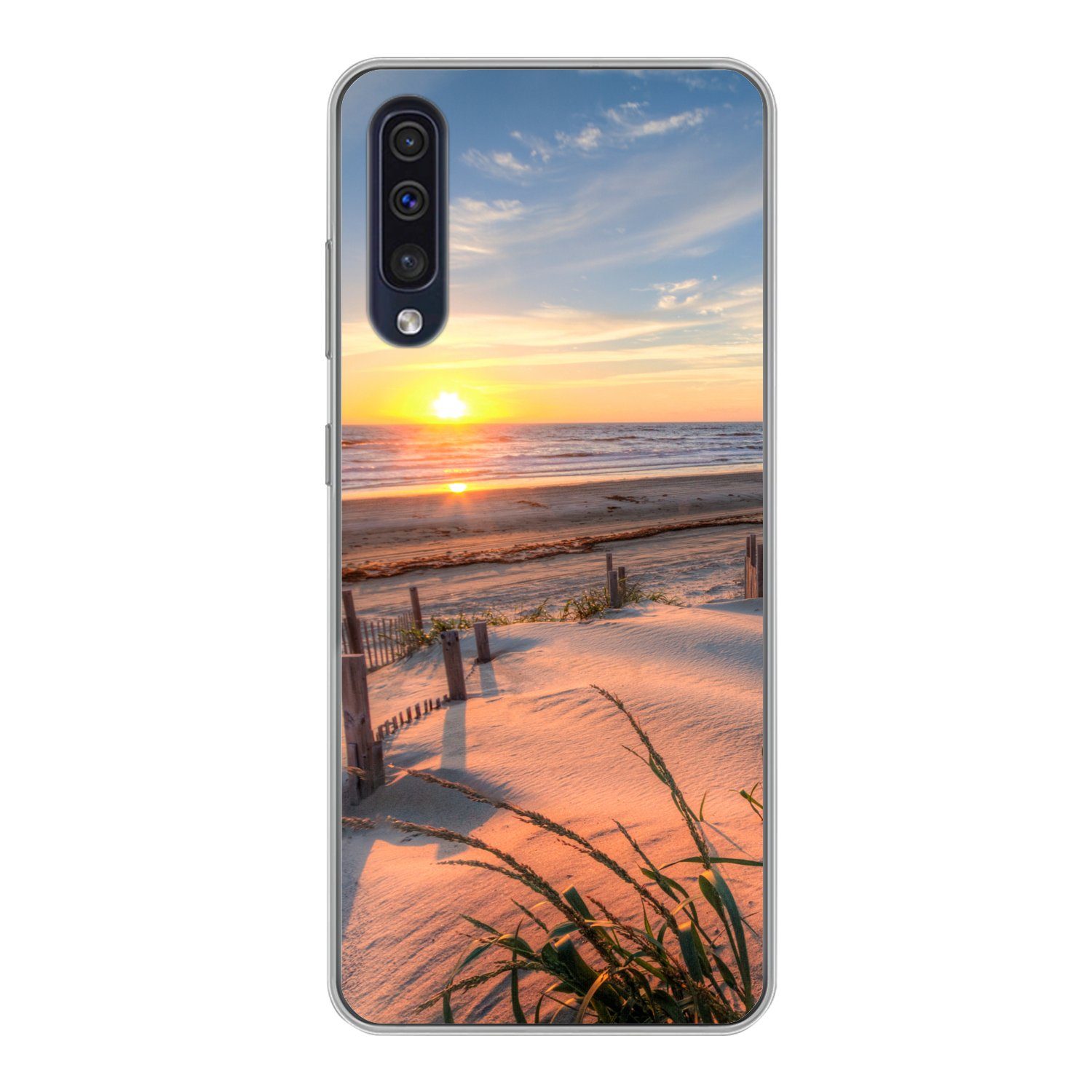 MuchoWow Handyhülle für Samsung Galaxy A30s Strand - Meer - Düne - Sonnenuntergang - Lands, Smartphone-Bumper, Print, Handy Schutzhülle Dünn
