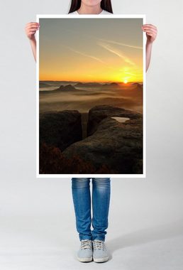 Sinus Art Poster 90x60cm Poster Sonnenaufgang in einer Sandsteinlandschaft