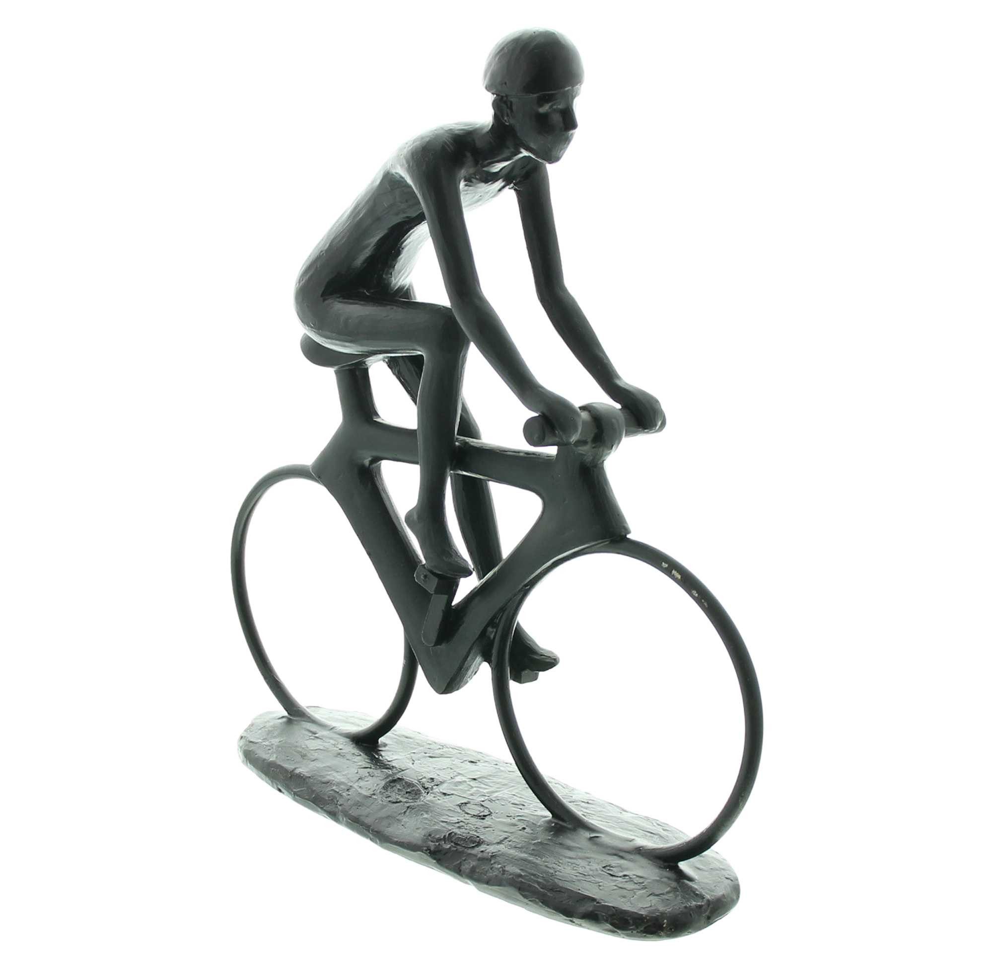 Dekoleidenschaft Skulptur "Rennfahrer" aus Polyresin, mattschwarz, 24x25 cm, moderne Dekofigur