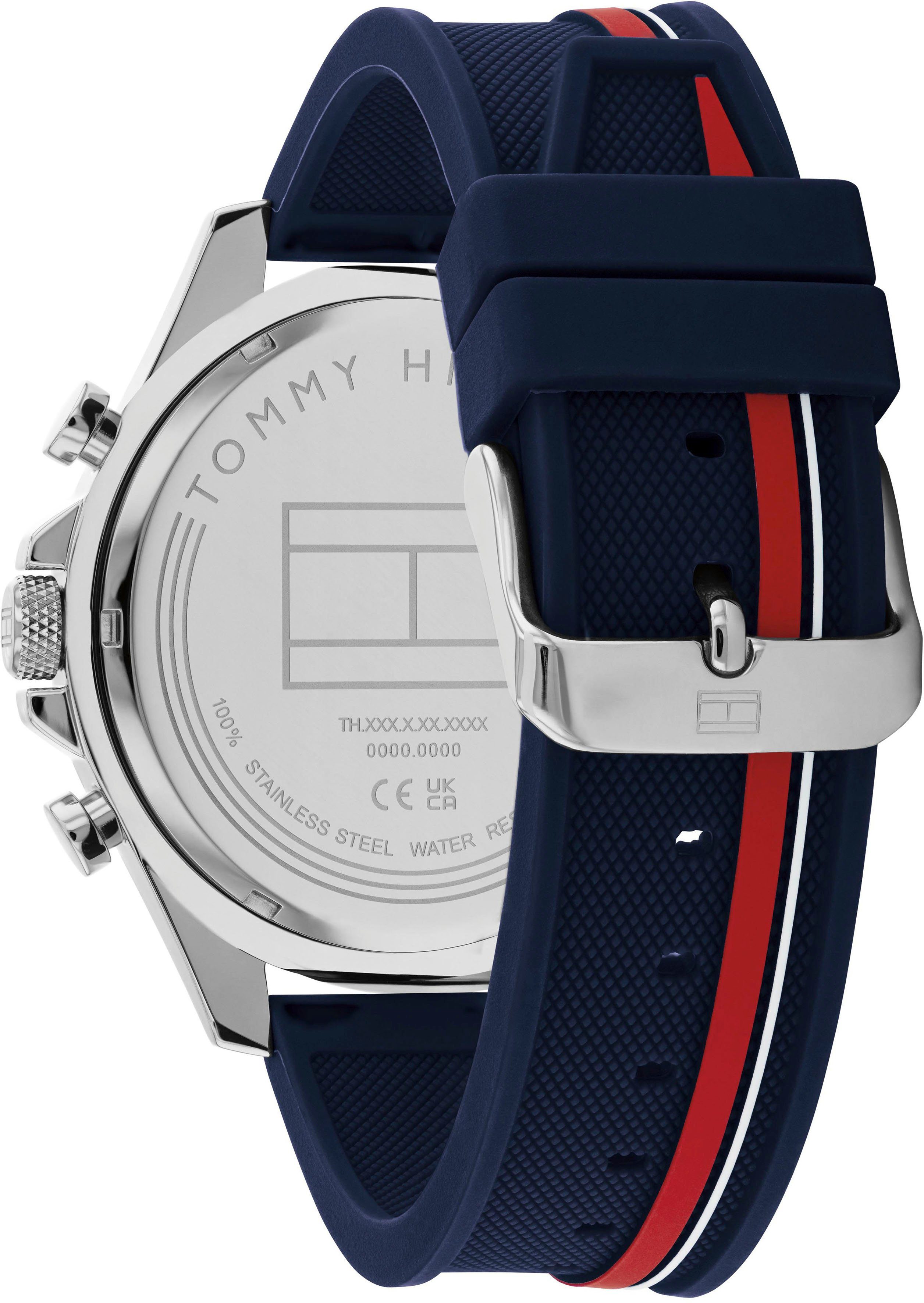 Tommy Hilfiger Multifunktionsuhr CLARK 1792083, Quarzuhr, Armbanduhr, Herrenuhr, Datum, Silikonarmband
