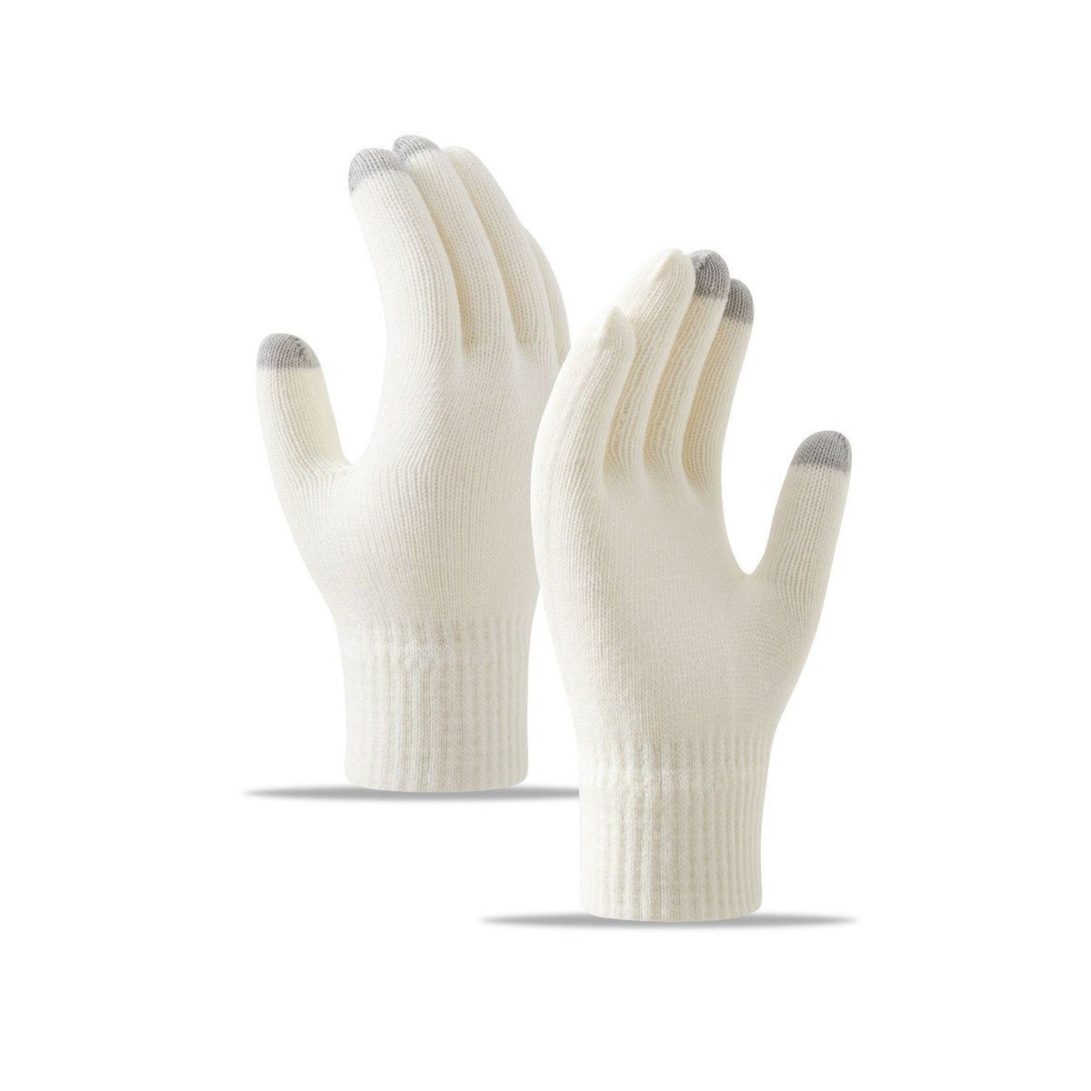 Die Sterne Trikot-Handschuhe Gestrickte Handschuhe mit Schneeflocken-, Strass- und Fleece-Stickerei Weiß