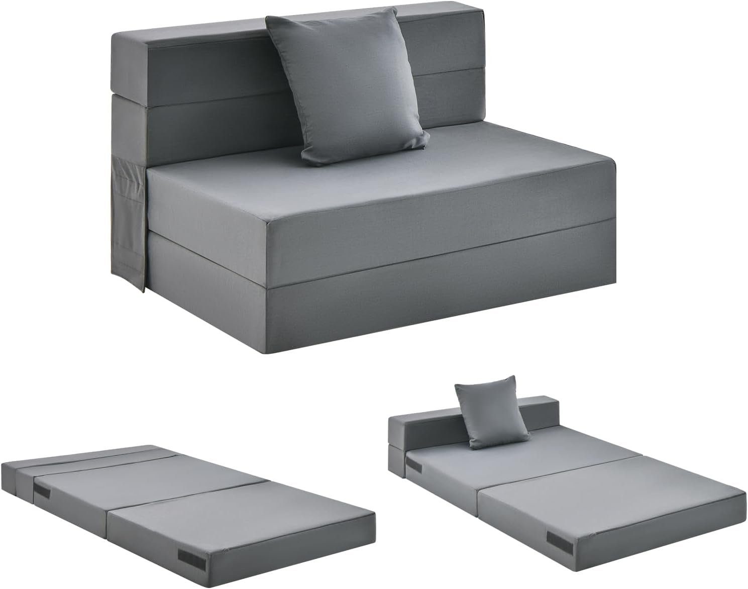KOMFOTTEU Sofa dicker Kissen, Bodensofa, × 190 mit Schwamm, dunkelgrau cm 15 100 cm